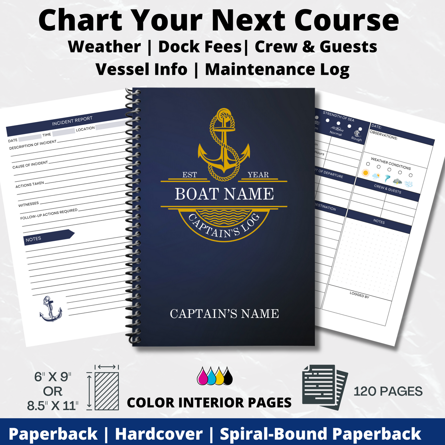 Captains Log
Boat Logbook
Nautical Diary
Boating Journal
Marine Log
Sailors Log
Yacht Logbook
Personalized Log
Boat Captain Gift
Sea Captain Log
Custom Logbook
Maritime Journal
Nautical Gift