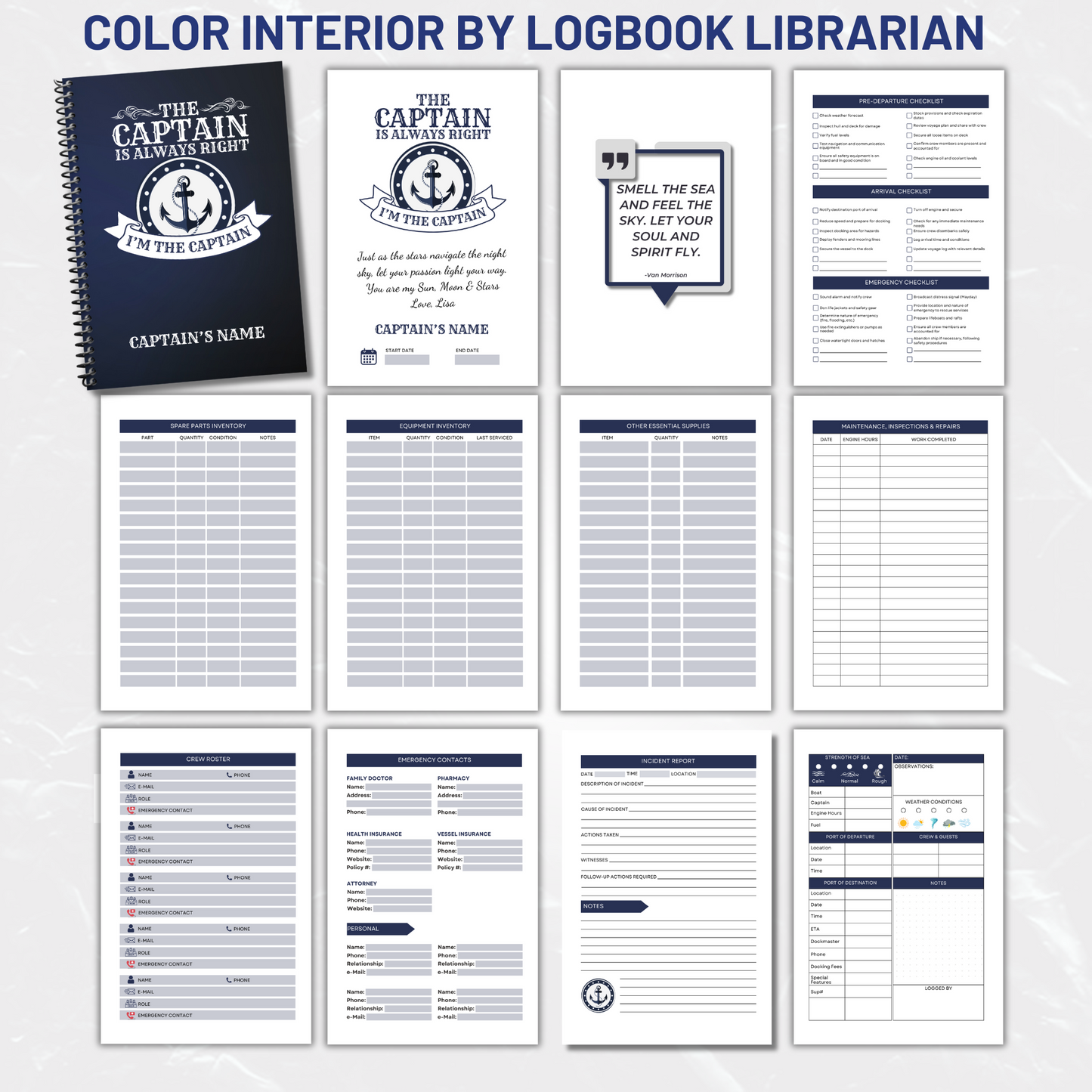 Captains Log, Boat Logbook, Nautical Diary, Boating Journal, Marine Log, Sailors Log, Yacht Logbook, Personalized Log, Boat Captain Gift, Sea Captain Log, Custom Logbook, Maritime Journal, Nautical Gift