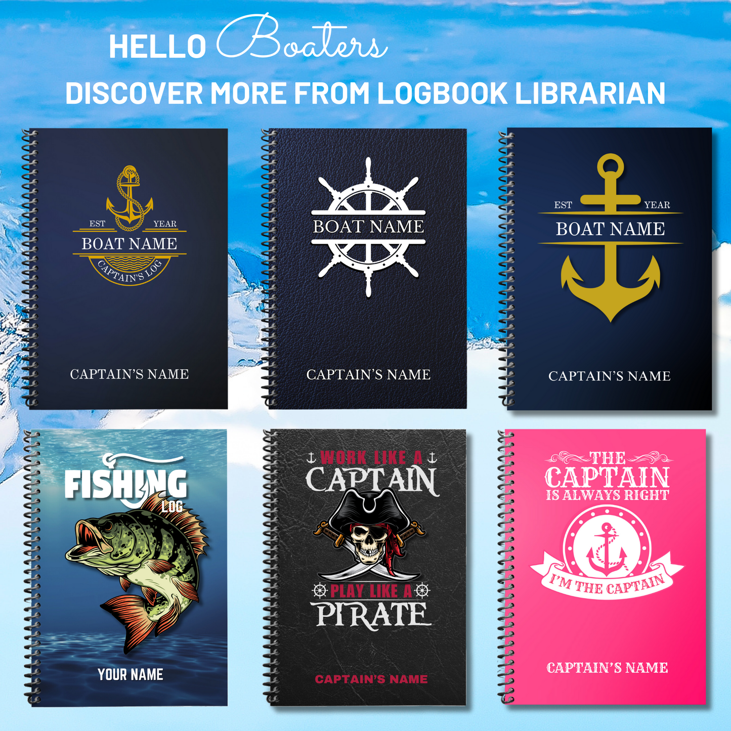 Captains Log, Boat Logbook, Nautical Diary, Boating Journal, Marine Log, Sailors Log, Yacht Logbook, Personalized Log, Boat Captain Gift, Sea Captain Log, Custom Logbook, Maritime Journal, Nautical Gift