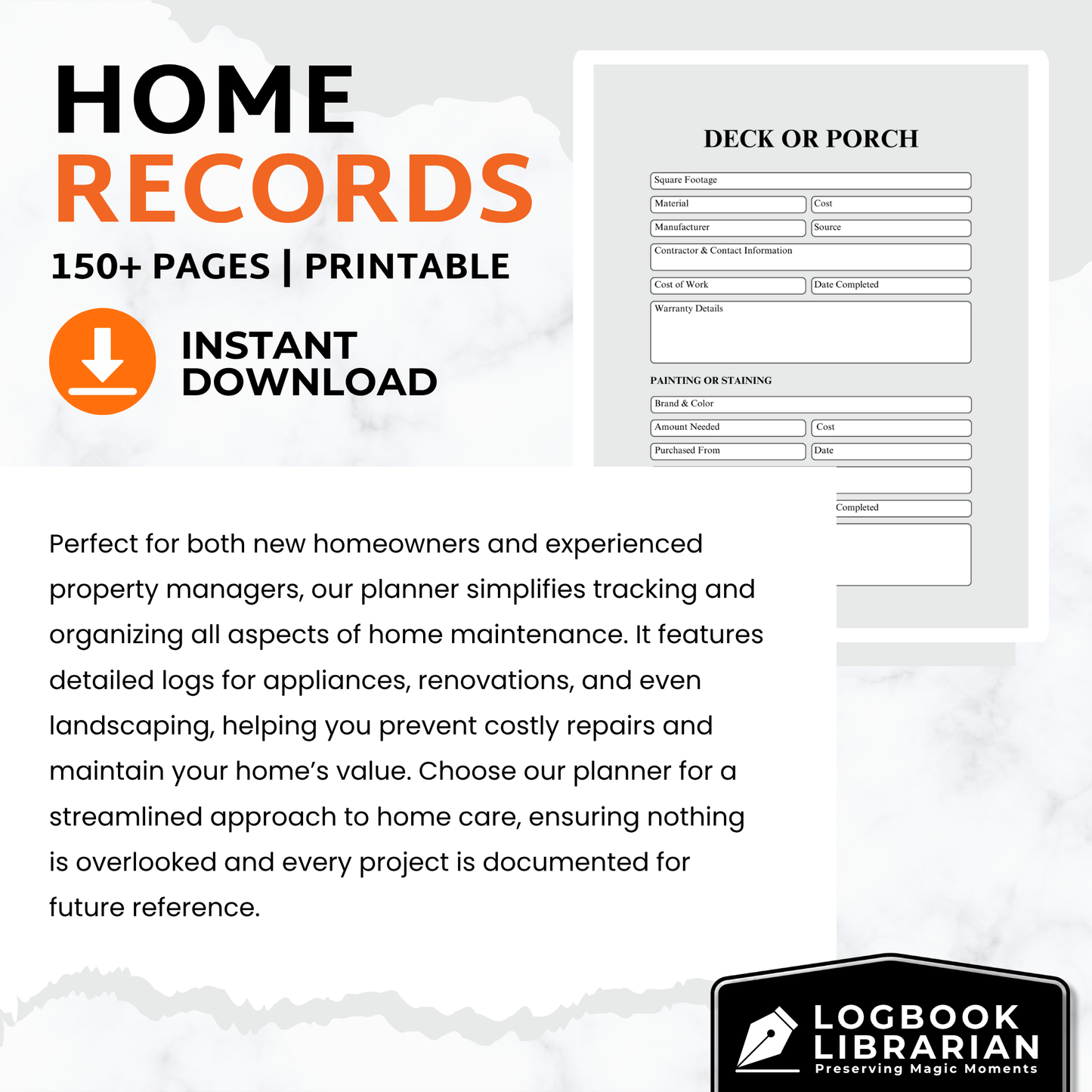 Custom Home Maintenance Log
Personalized Home Care Journal
Home Maintenance Record Book
Home Improvement Tracking
Custom House Maintenance
Home Repair Logbook
Home Maintenance Planner
House Care Checklist
Home Maintenance Organizer
Home Improvement Planner
Home Maintenance Planner
Home Maintenance Checklist
Renovation Planner
Home Repair Tracker
Home Improvement Log
House Maintenance Schedule
Printable Home Planner
DIY Home Projects Organizer
Home Renovation Checklist