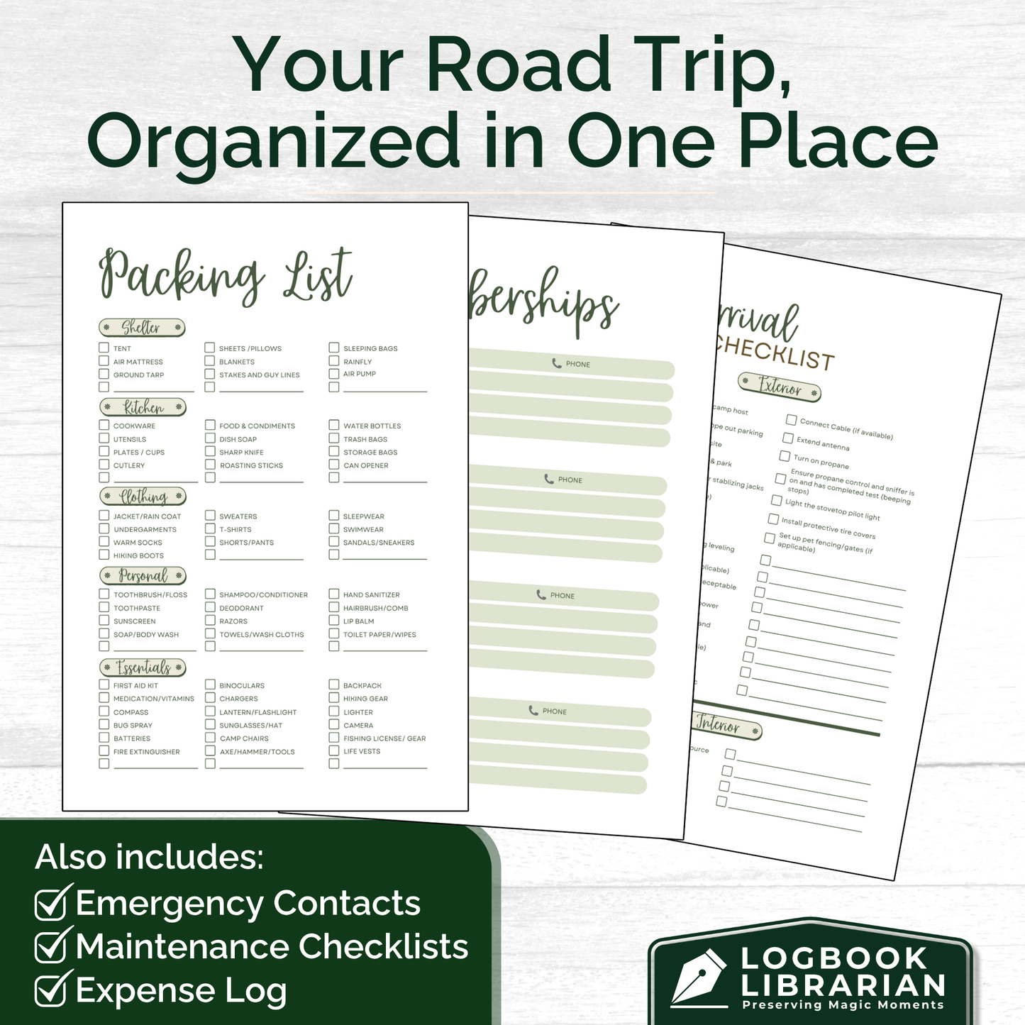 This RV travel journal and personalized road trip log book is perfect for RVers, campers, and motorhome owners who want to capture every adventure. Featuring detailed RV trip planner pages, campground logs, packing lists, checklists, and campsite trackers, this unique RV journal makes an ideal gift for couples, retirees, and anyone living the full-time RV lifestyle