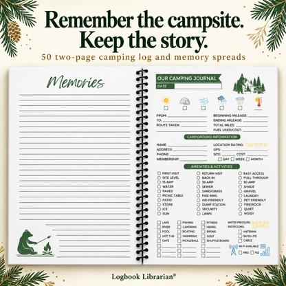 camping log and journal pages for camping journal