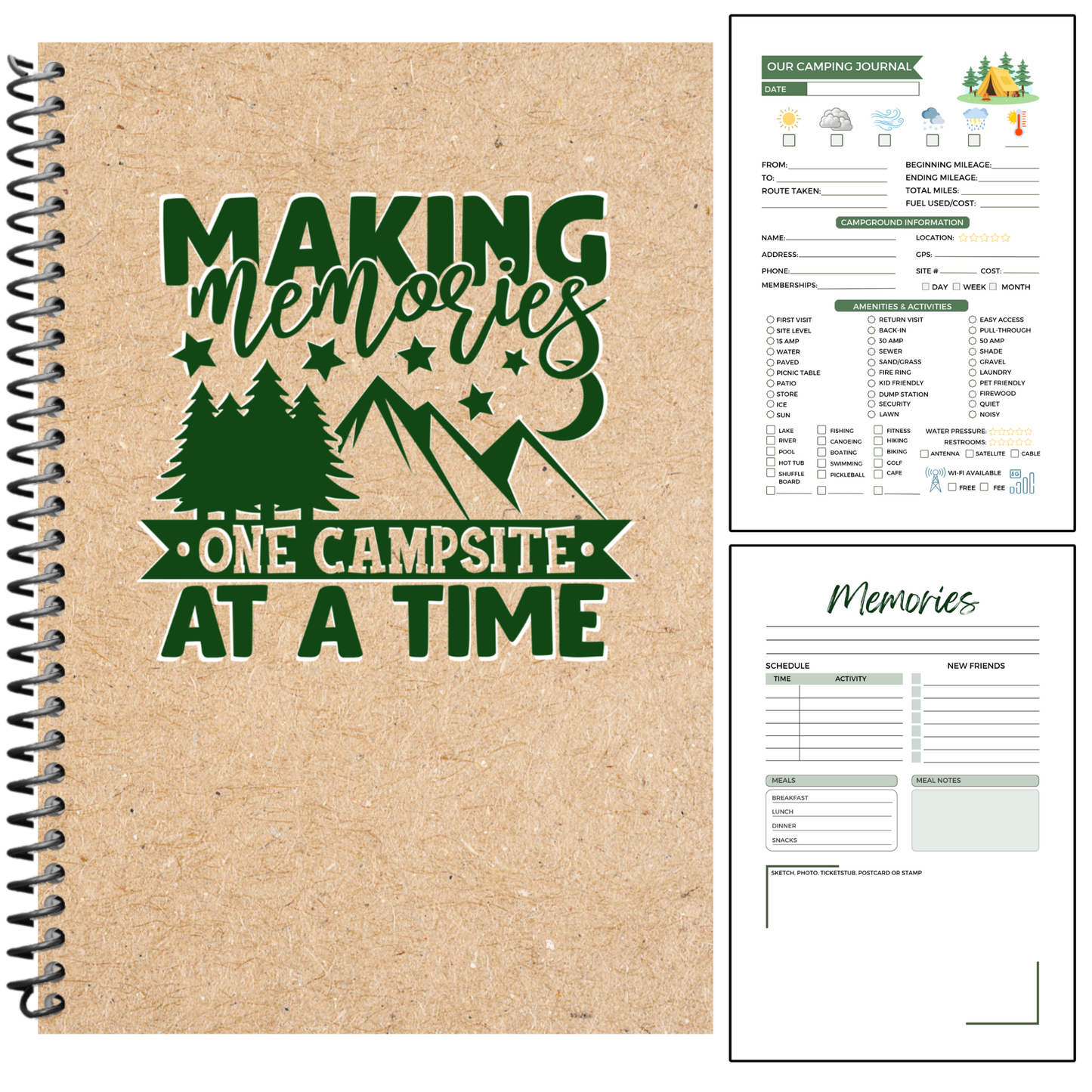 Camping Journal – Spiral Bound Log Book for Campers & RVers | Track 50+ Trips | Campground Info, Activities, Meals, & Memories | 6" x 9", 120 Pages