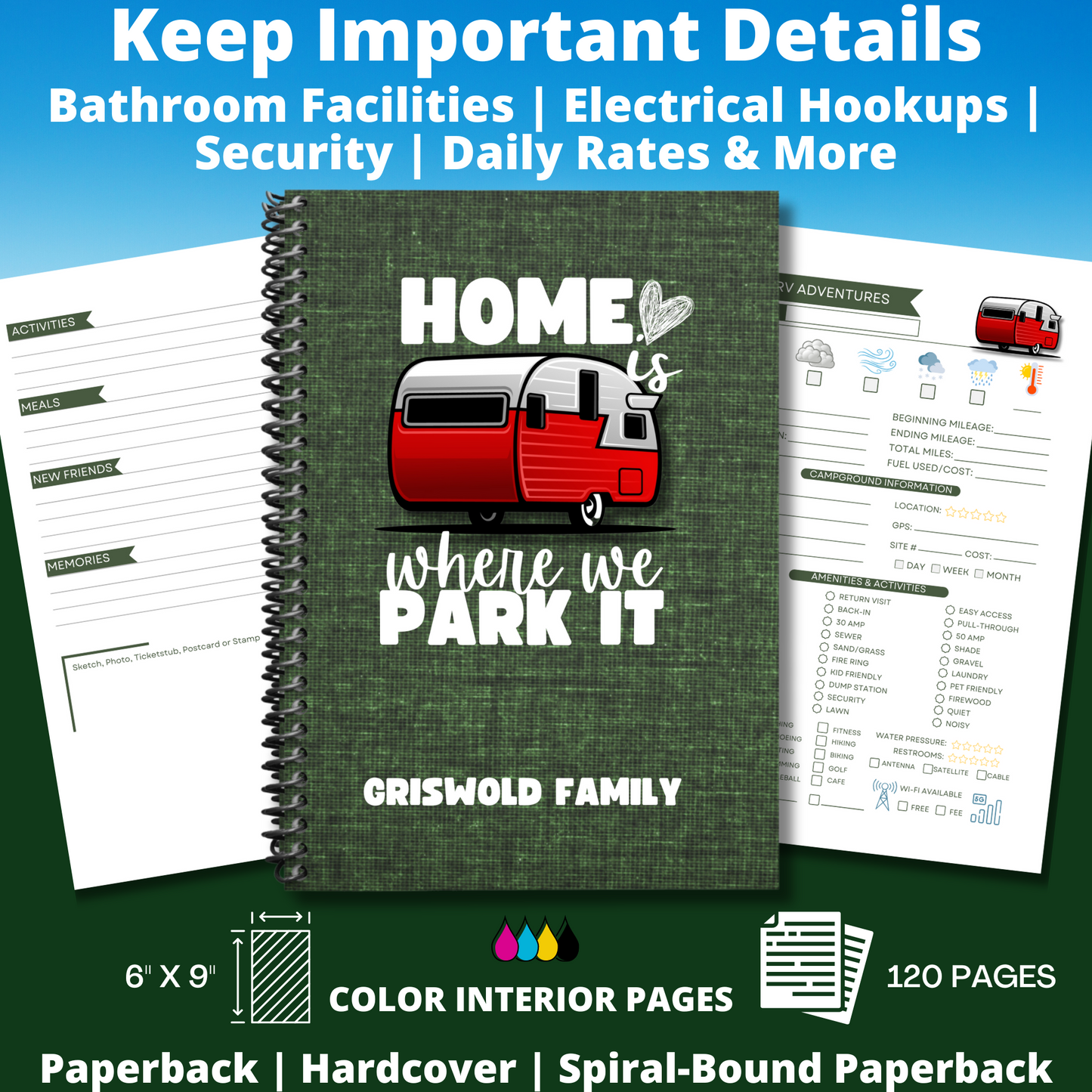 Custom RV Travel Journal | RV Planner | Gift for RV Owners | Motorhome Logbook | RV Accessories