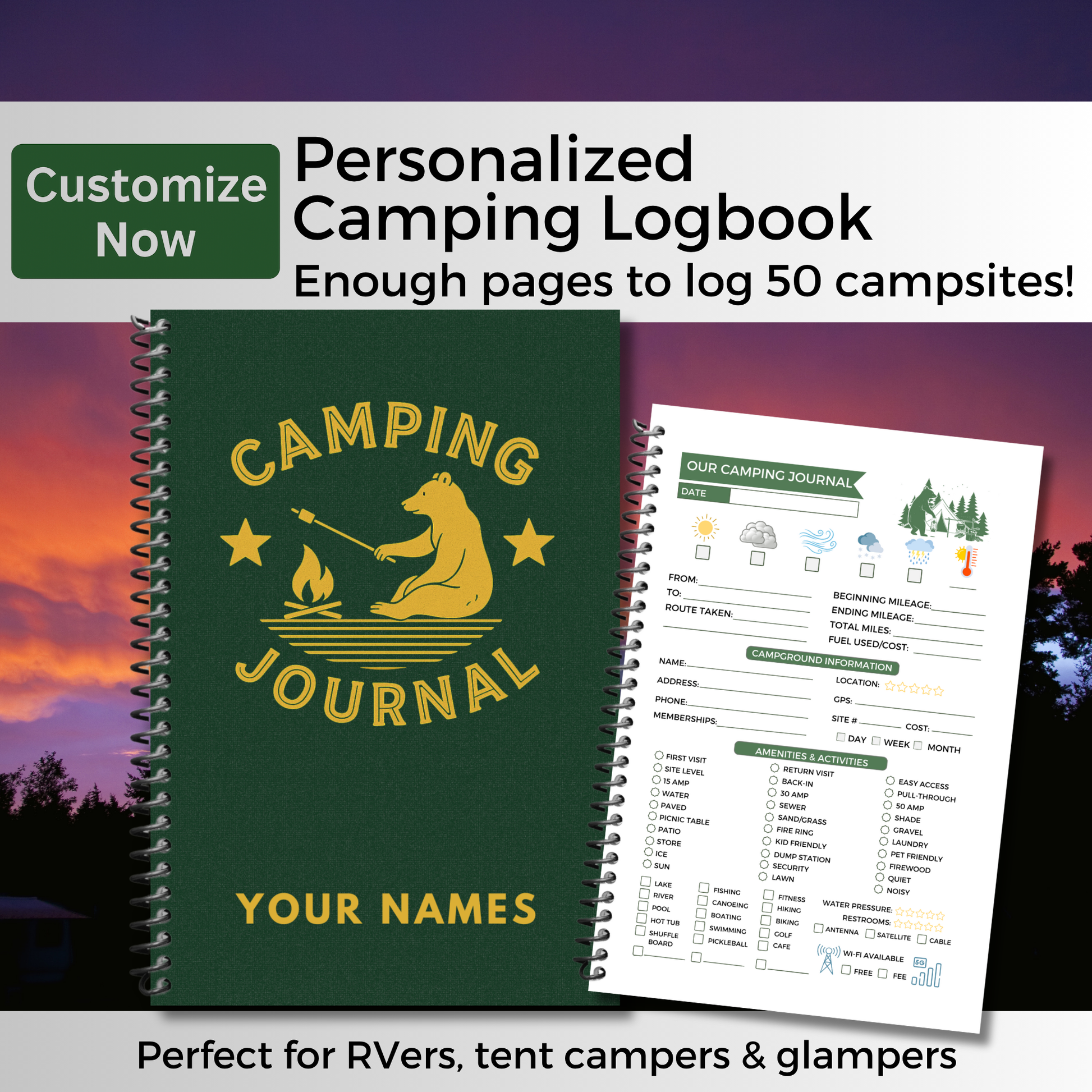 Camping log book, Campground journal, RV logbook, Travel journal, Camping gift, Camper diary, Glamping planner, Tent camping tracker, Campsite review notebook, Outdoor adventure journal, Camping notebook spiral bound, RV trip planner, Camp journal, Camping journal, RV gift, Camp gift, Camp gift for man, Camper gift, Camping logbook, Campground log book, Camping gifts, Camping accessories, RV gifts, Camp log book, Camper gifts, Camper, RV accessories for inside, Gifts for camping lovers