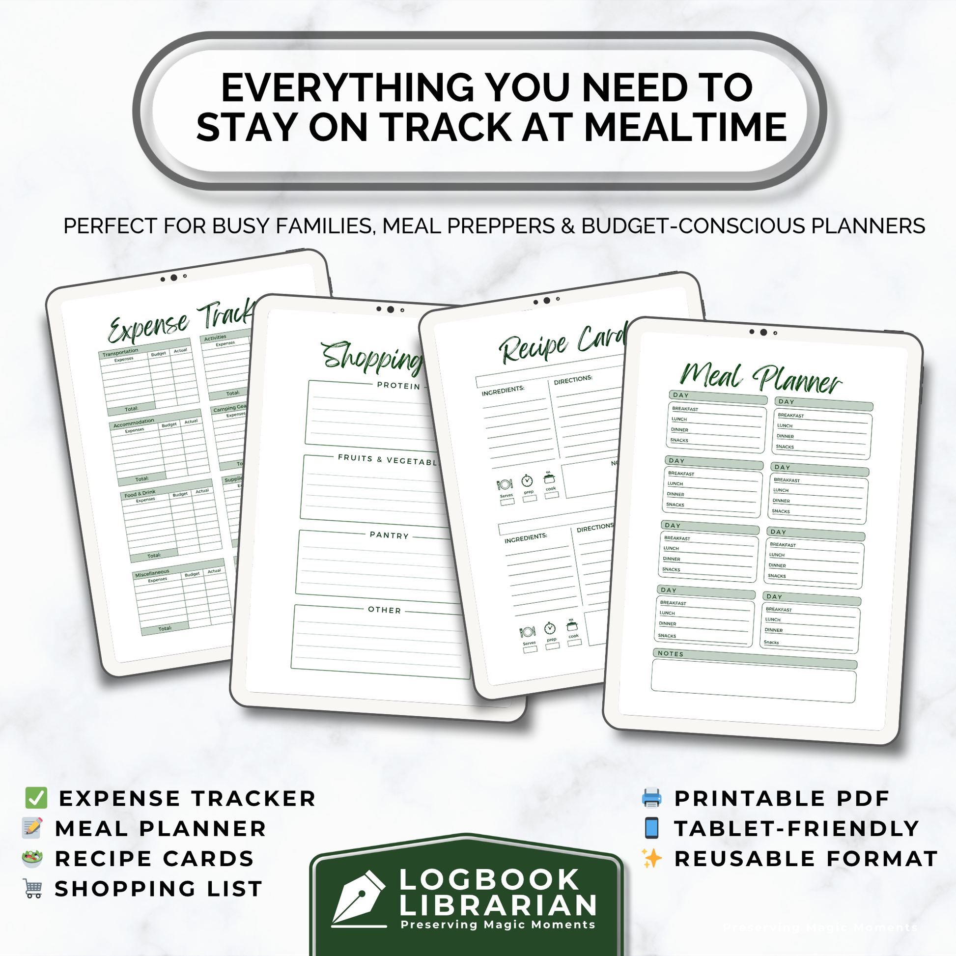 Printable camping journal PDF with campsite tracker, RV logbook, travel journal, meal planner, camping gear checklist, packing list, and expense tracker. Instant download for RV owners, tent campers, and full-time travelers. Digital logbook for documenting campground stays, outdoor adventures, and road trip memories. Includes multiple cover designs, reusable format, and print-at-home pages. Great camper gift or trip planner.