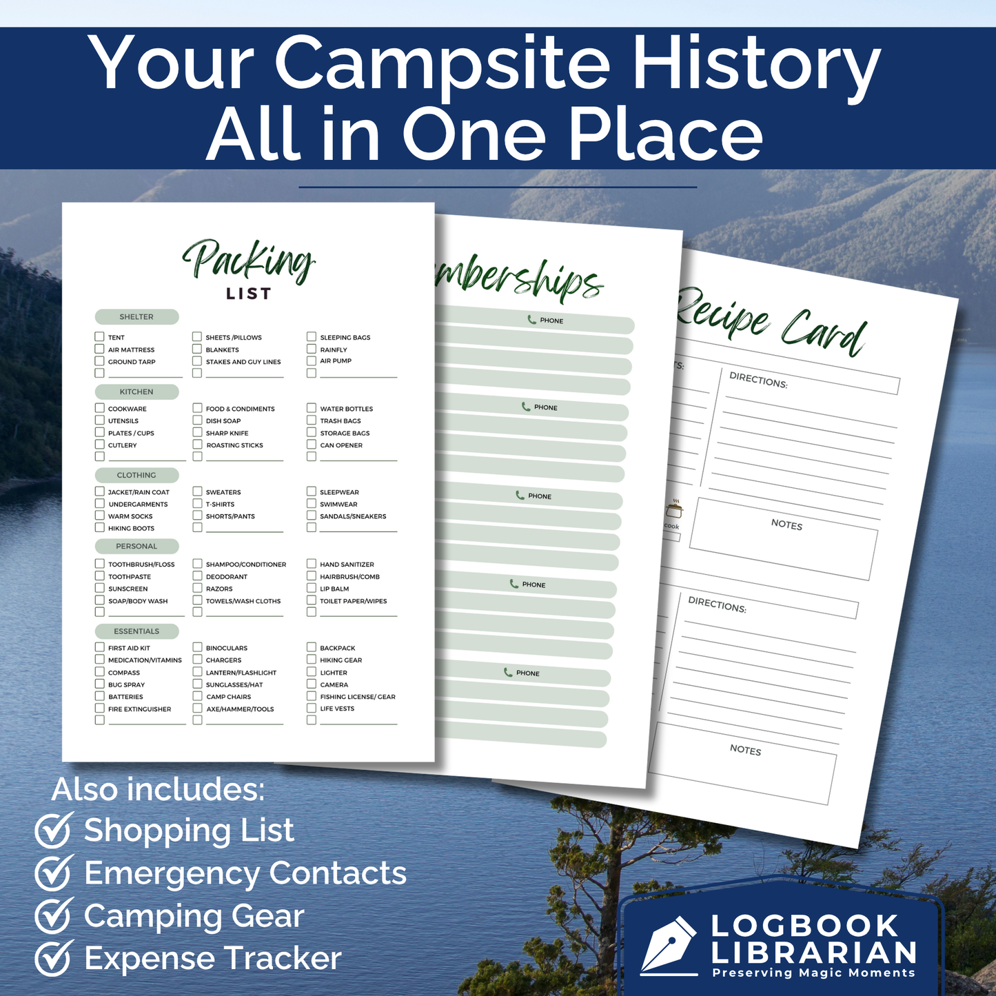 Camping Journal – Spiral Bound Log Book for Campers & RVers | Track 50+ Trips | Campground Info, Activities, Meals, & Memories | 6" x 9", 120 Pages