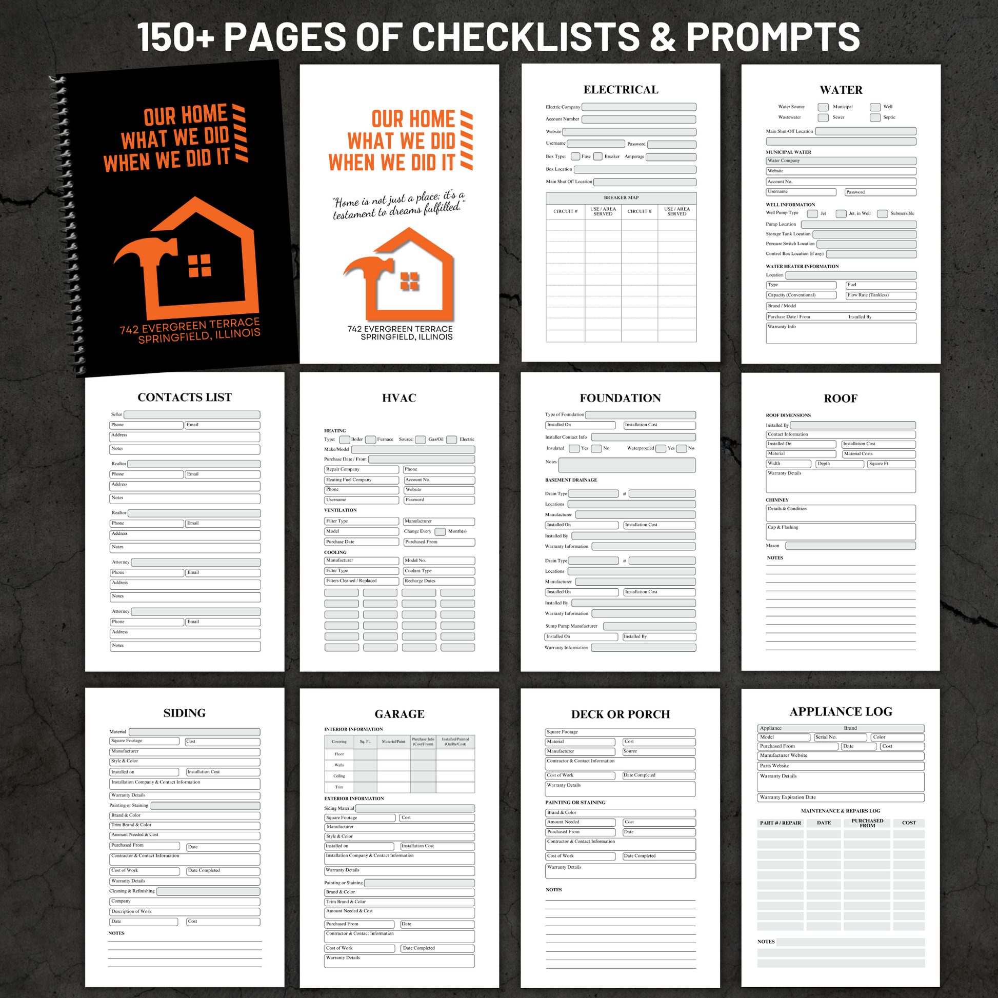 home maintenance log, home repair journal, home improvement tracker, house project planner, maintenance checklist, diy home planner, renovation planner, appliance log book, house repair tracker, track home repairs, new homeowner gift, housewarming book, real estate closing gift, spiral home log, house project log, custom home binder, home binder book, homeowner gift, new home gift, gift for homeowner, first time homeowner, household planner, appliance tracker,
