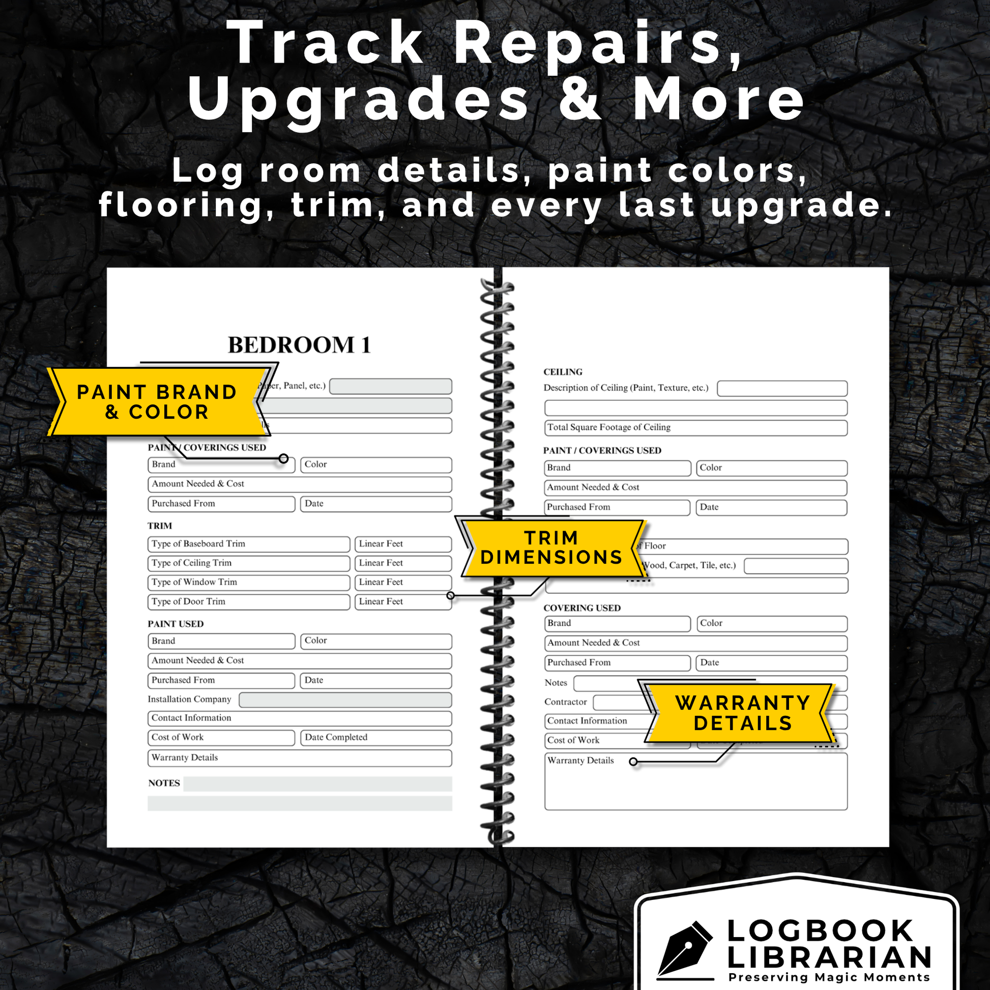 home maintenance log, home repair journal, home improvement tracker, house project planner, maintenance checklist, diy home planner, renovation planner, appliance log book, house repair tracker, track home repairs, new homeowner gift, housewarming book, real estate closing gift, spiral home log, house project log, custom home binder, home binder book, homeowner gift, new home gift, gift for homeowner, first time homeowner, household planner, appliance tracker, property maintenance, property repair tracker, 