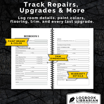 home maintenance log, home repair journal, home improvement tracker, house project planner, maintenance checklist, diy home planner, renovation planner, appliance log book, house repair tracker, track home repairs, new homeowner gift, housewarming book, real estate closing gift, spiral home log, house project log, custom home binder, home binder book, homeowner gift, new home gift, gift for homeowner, first time homeowner, household planner, appliance tracker, property maintenance, property repair tracker, 