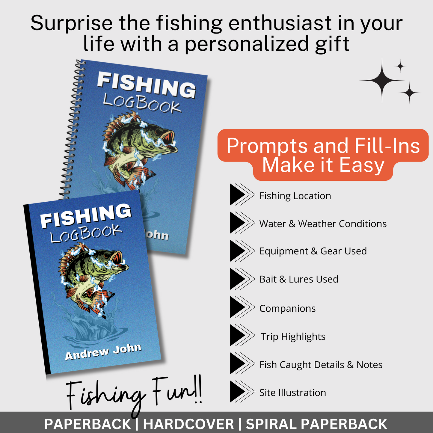 Personalized Fishing Journal Log Book - Fishing Log Book for
