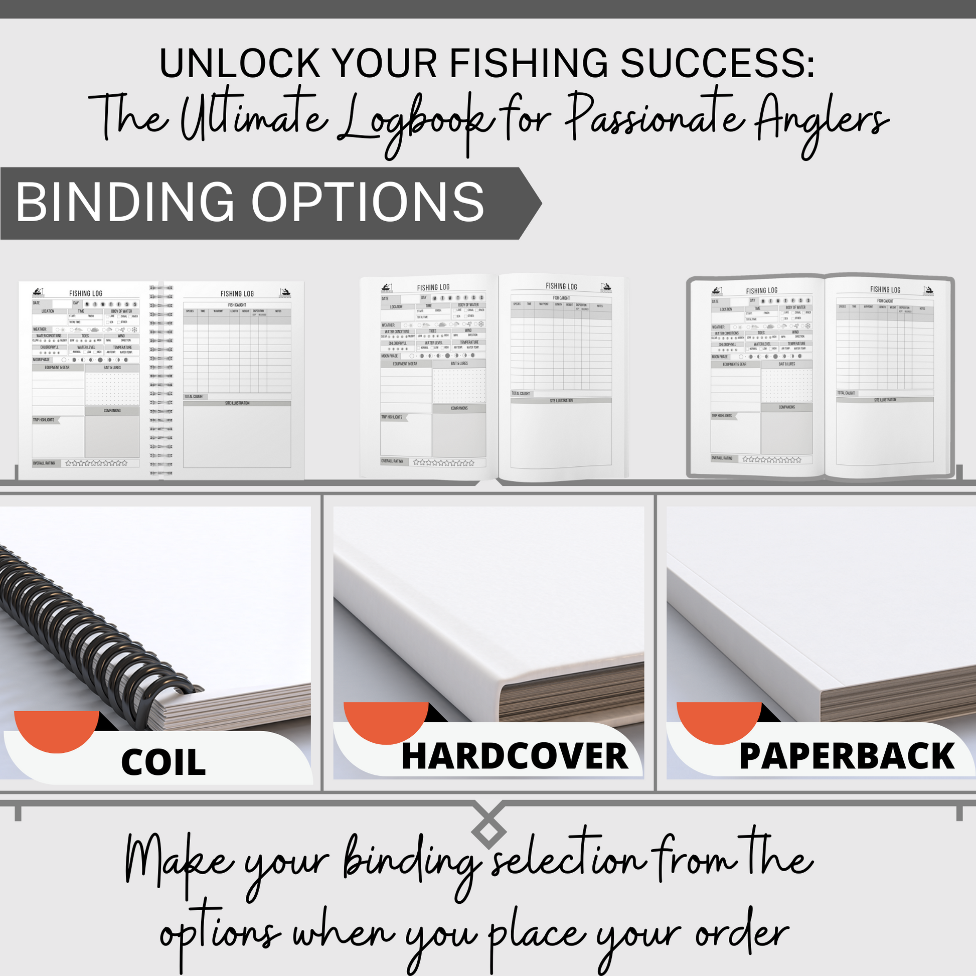 Personalized Fishing Journal Log Book - Fishing Log Book for Saltwater,  Freshwater and Deep Sea Tracks Weather, Water Conditions, Fishing Gear,  Size