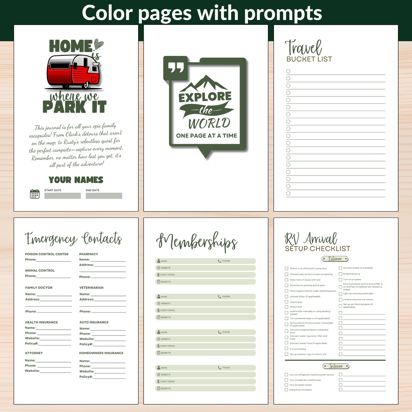 This RV travel journal and personalized road trip log book is perfect for RVers, campers, and motorhome owners who want to capture every adventure. Featuring detailed RV trip planner pages, campground logs, packing lists, checklists, and campsite trackers, this unique RV journal makes an ideal gift for couples, retirees, and anyone living the full-time RV lifestyle. Keep your memories organized and preserved in this custom RV log book 