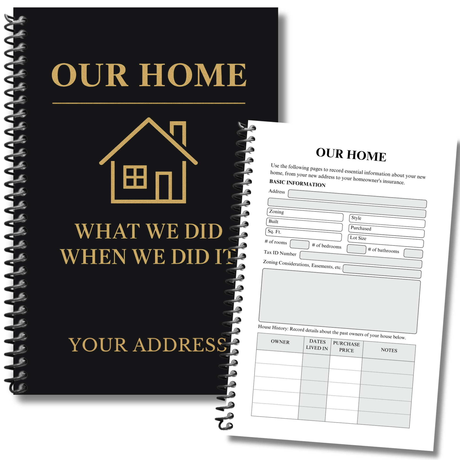 home maintenance log, home repair journal, home improvement tracker, house project planner, maintenance checklist, diy home planner, renovation planner, appliance log book, house repair tracker, track home repairs, new homeowner gift, housewarming book, real estate closing gift, spiral home log, house project log, custom home binder, home binder book, homeowner gift, new home gift, gift for homeowner, first time homeowner, household planner, appliance tracker, property maintenance, property repair tracker, 