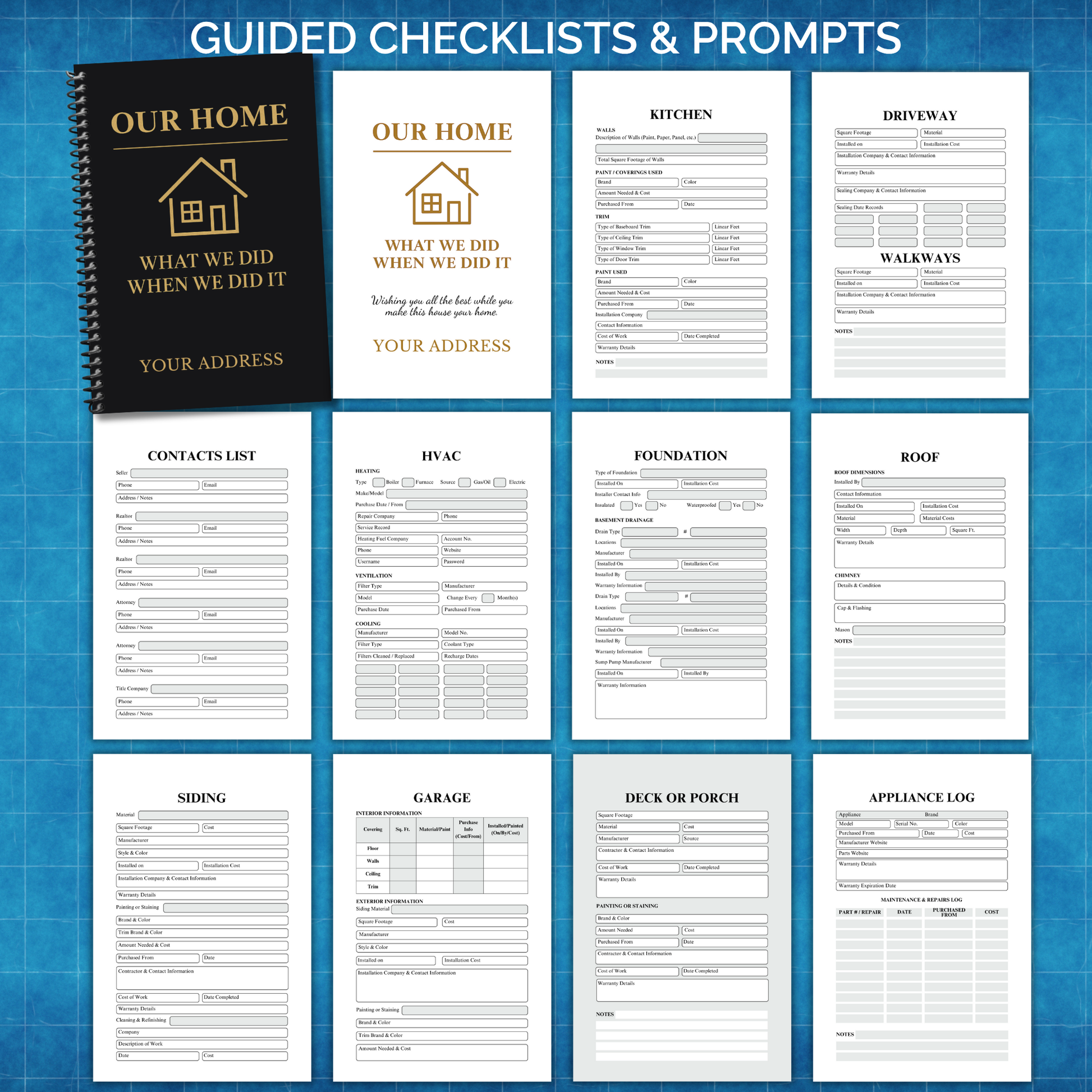 home maintenance log, home repair journal, home improvement tracker, house project planner, maintenance checklist, diy home planner, renovation planner, appliance log book, house repair tracker, track home repairs, new homeowner gift, housewarming book, real estate closing gift, spiral home log, house project log, custom home binder, home binder book, homeowner gift, new home gift, gift for homeowner, first time homeowner, household planner, appliance tracker, property maintenance, property repair tracker, 