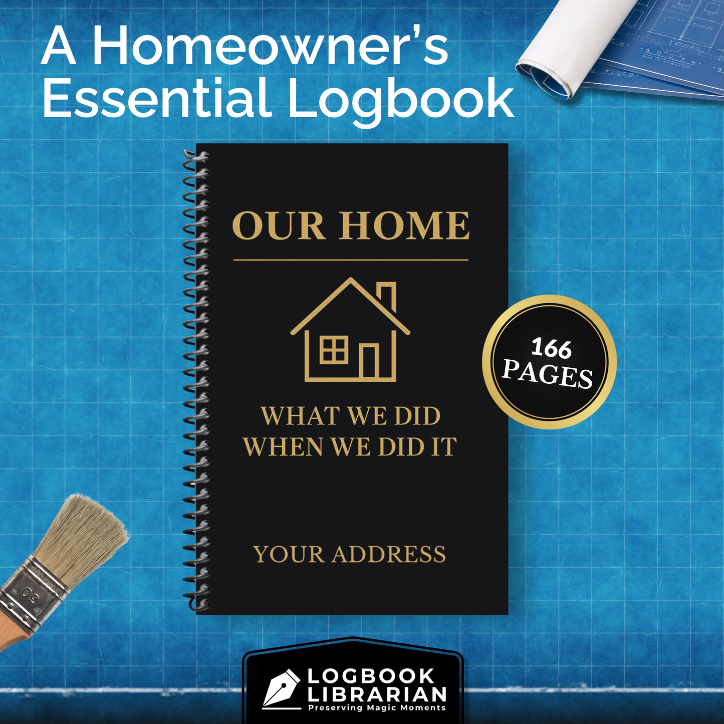 home maintenance log, home repair journal, home improvement tracker, house project planner, maintenance checklist, diy home planner, renovation planner, appliance log book, house repair tracker, track home repairs, new homeowner gift, housewarming book, real estate closing gift, spiral home log, house project log, custom home binder, home binder book, homeowner gift, new home gift, gift for homeowner, first time homeowner, household planner, appliance tracker, property maintenance, property repair tracker, 
