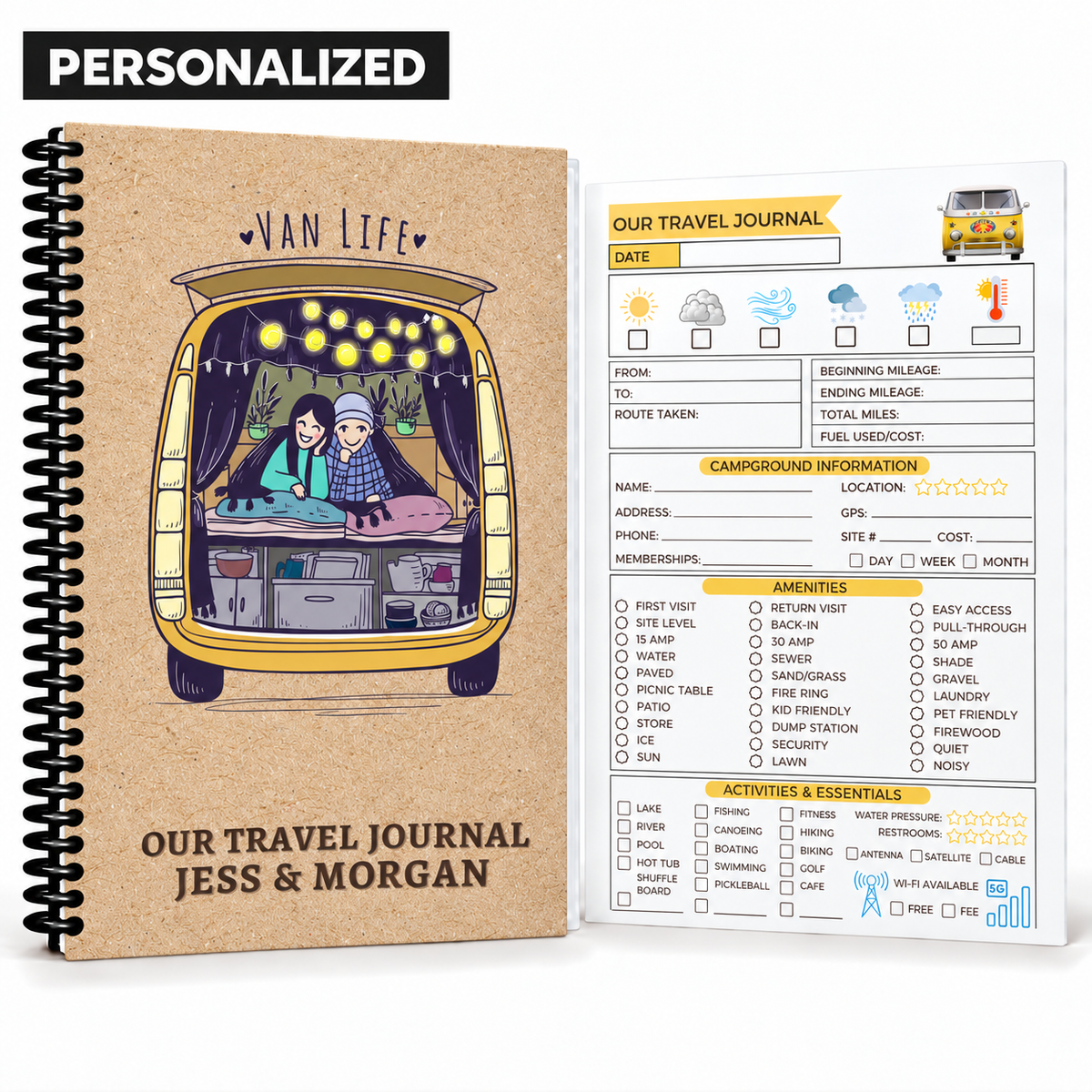Personalized Van Life Journal | Custom Camping Logbook