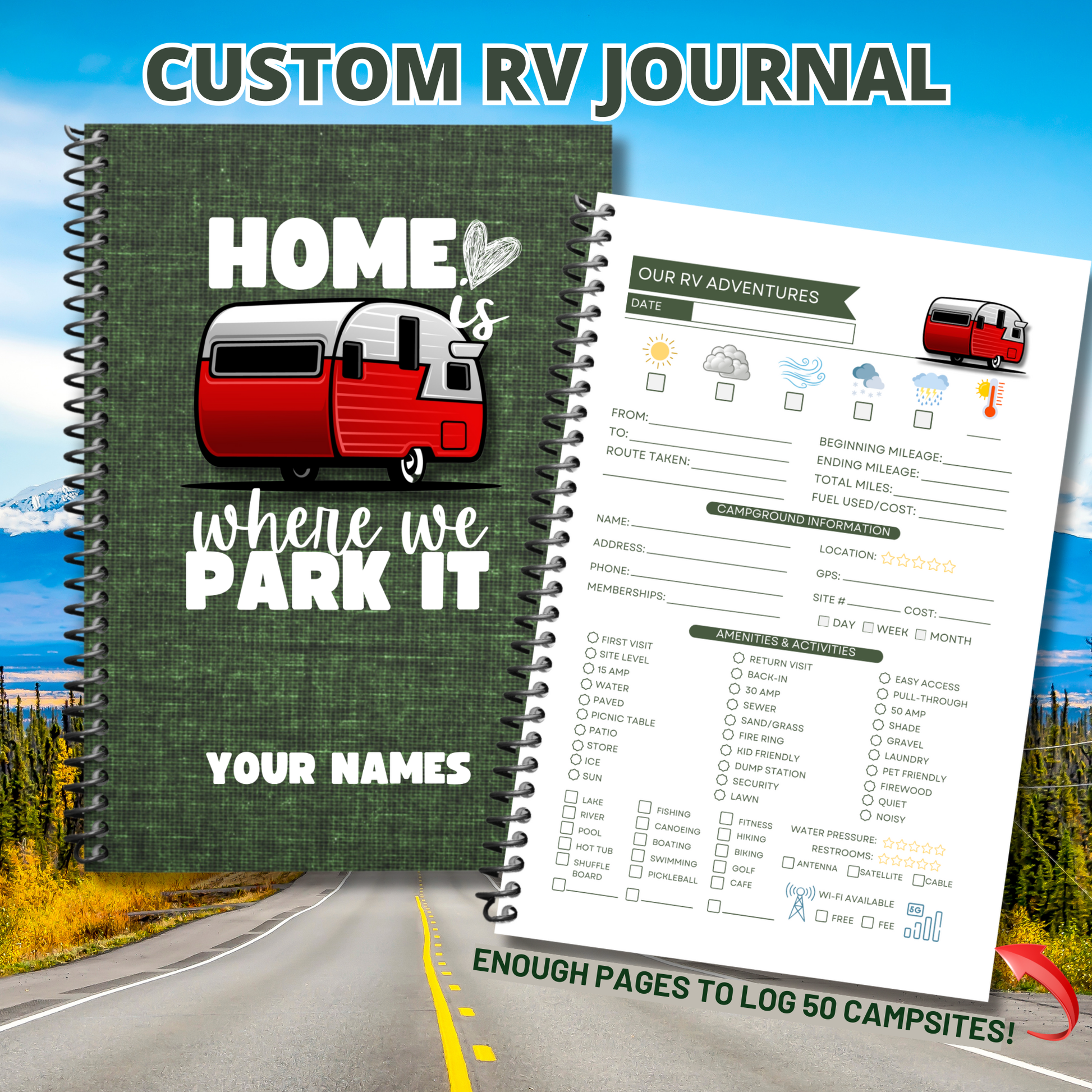 Personalized Camping Journal Unique Camping Gift for Campers and RV Owners Campground tracker Personalized RV Travel Journal RV Planner Gift for RV Owners Rv Guest Book Custom Camping Journal Unique Gift for RV Owners Camping Journal and RV Travel