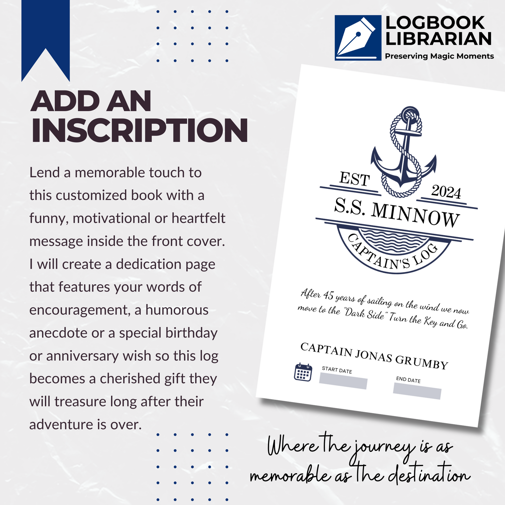 Captains Log Boat Logbook Nautical Diary Boating Journal Marine Log Sailors Log Yacht Logbook Personalized Log Boat Captain Gift Sea Captain Log Custom Logbook Maritime Journal Nautical Gift