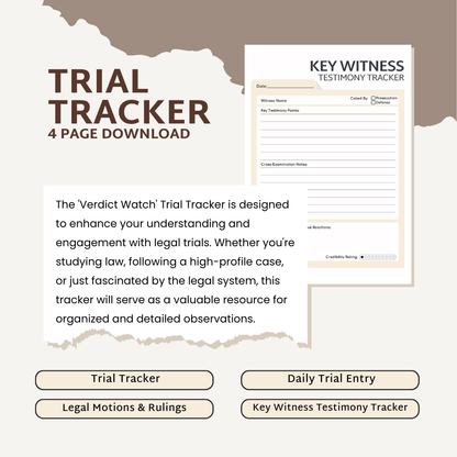 Legal case 
True crime checklist
Trial tracker
Verdict tracker 
Murder mystery
True Crime junkie
Crime documentary
Law and Order
Justice system
Court case
Court tv fan
Law student
Criminal justice