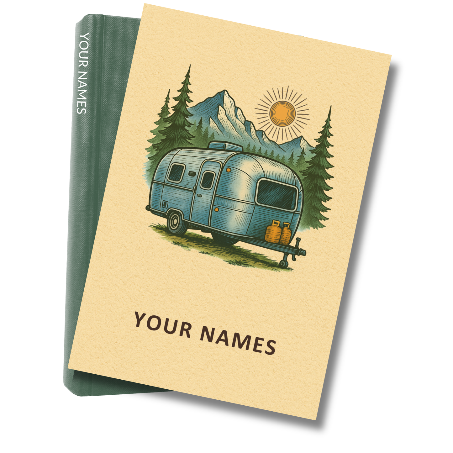 Personalized Airstream RV Journal - Vintage Airstream Travel Logbook, Camping Memory Book, RV Trip Planner & Adventure Log