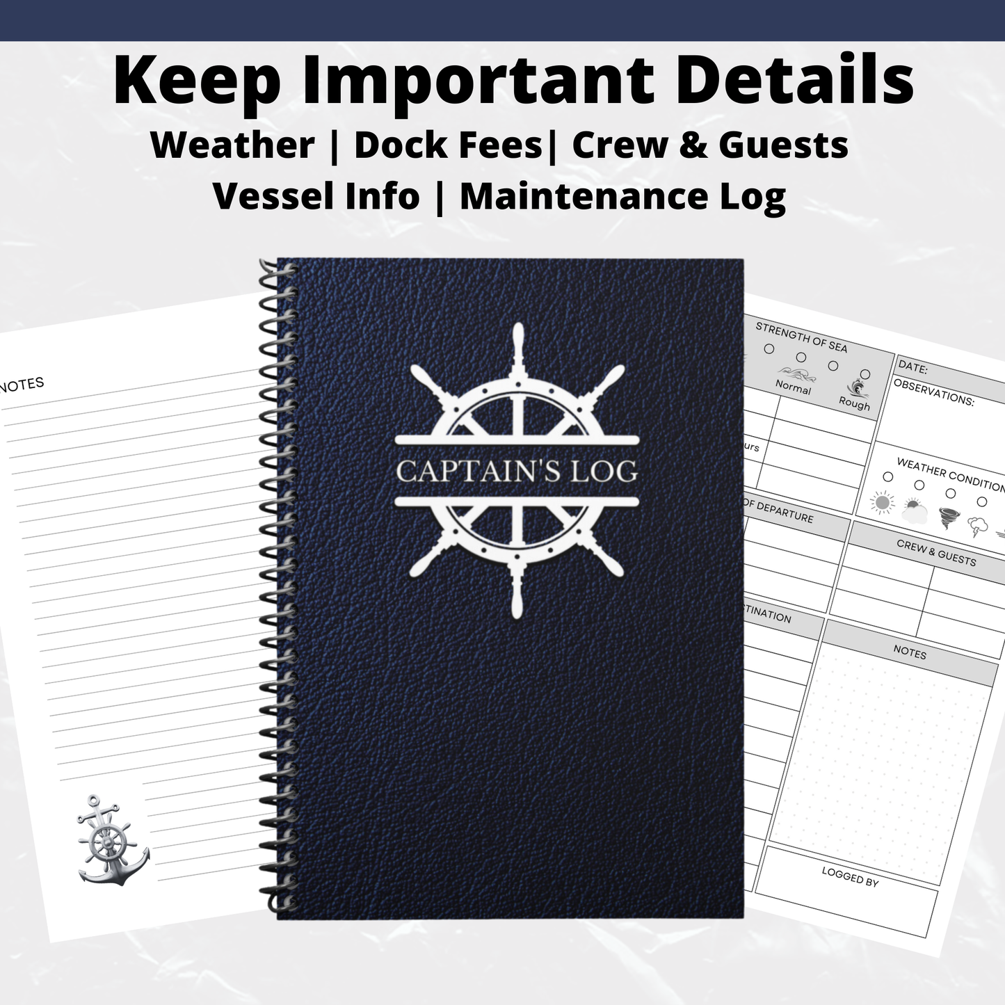 Captain's Logbook Nautical Journal Boat Captain Gift Yacht Logbook Sailing Diary Maritime Logbook Boating Accessories Ship Logbook Fishing Logbook Marine Navigation Journal