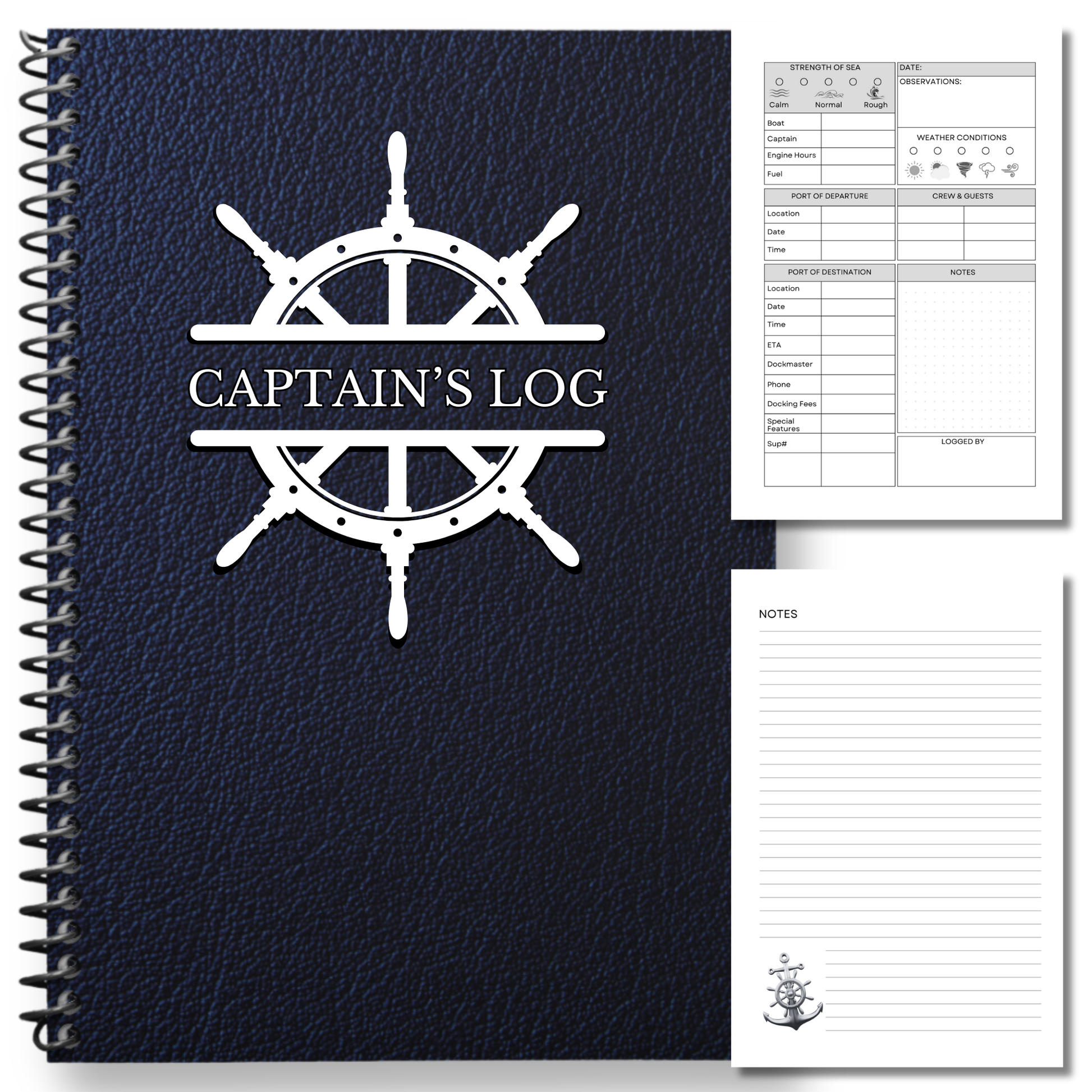 Captain's Logbook Nautical Journal Boat Captain Gift Yacht Logbook Sailing Diary Maritime Logbook Boating Accessories Ship Logbook Fishing Logbook Marine Navigation Journal