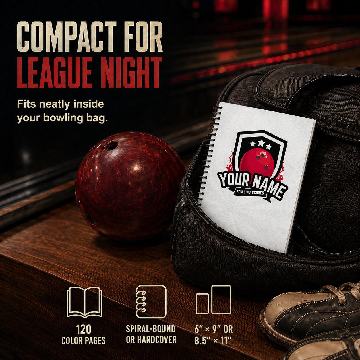 Personalized Bowling Scorebook – White Shield Custom Bowling Log Book