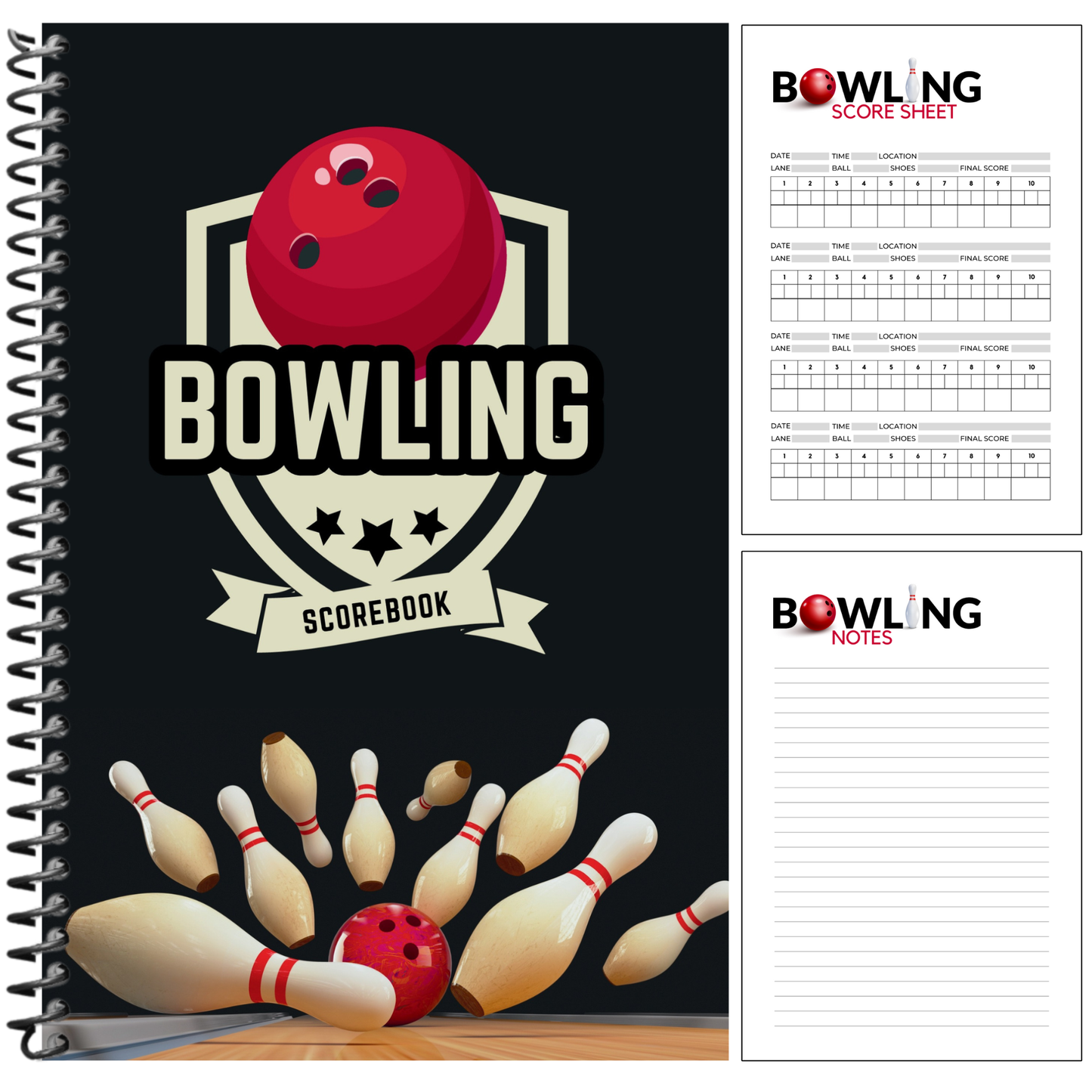 Bowling Score Book | Record Over 200 Games | Bowling League Logbook for Tracking Scores, Averages, Equipment, and Expenses | for Bowlers and Teams | Logbook Librarian