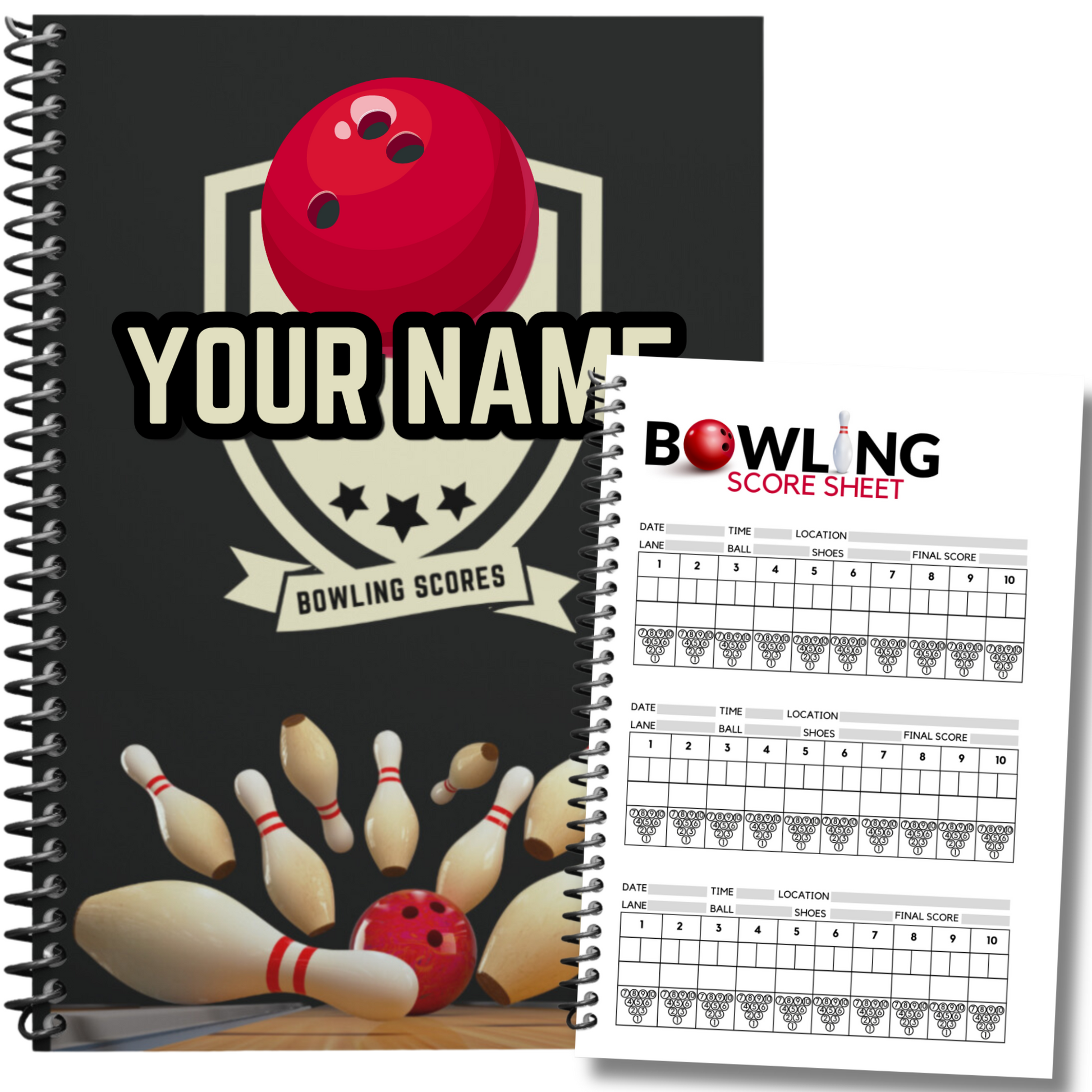 Bowling scorebook bowling score book bowling score sheet bowling scoresheet bowling log book bowling tracker gift for bowlers bowling gift