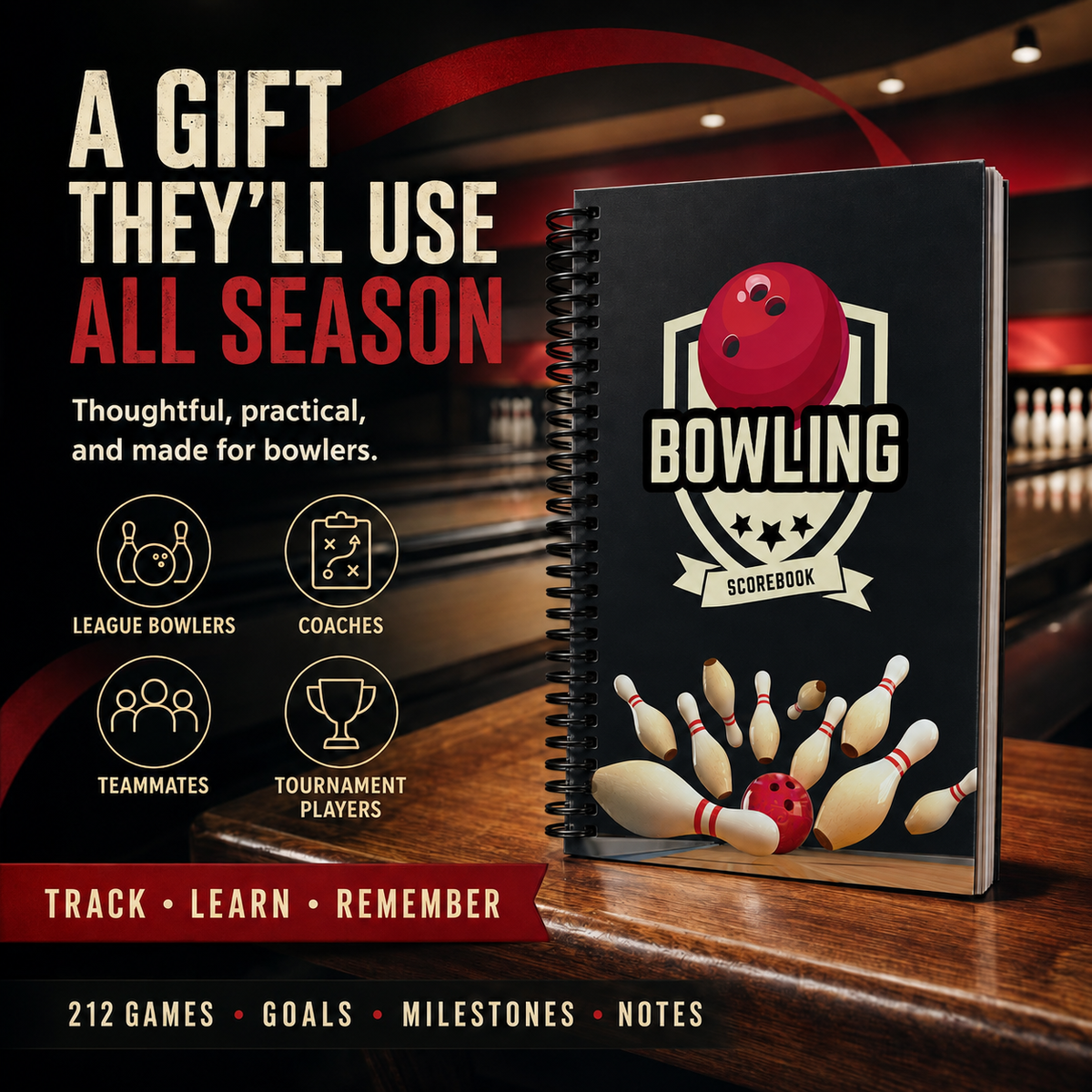 Bowling Scorebook - 6 x 9 League Bowling Log Book