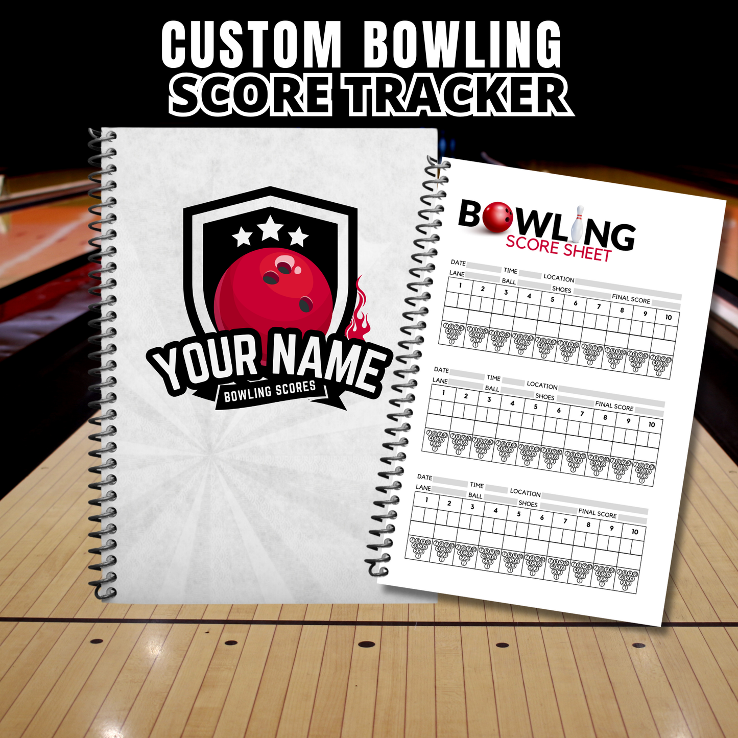 Custom Bowling Scorebook - Track Your Performance with Customizable Cover and Detailed Templates