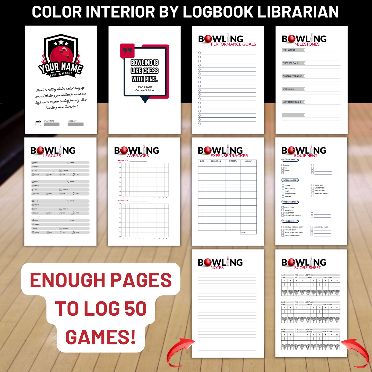 Custom Bowling Scorebook - Track Your Performance with Customizable Cover and Detailed Templates