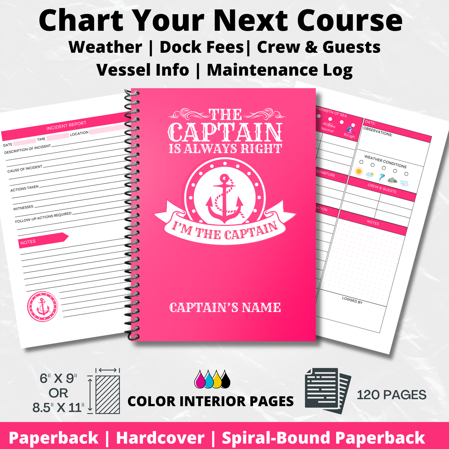 Captains Log
Boat Logbook
Nautical Diary
Boating Journal
Marine Log
Sailors Log
Yacht Logbook
Personalized Log
Boat Captain Gift
Sea Captain Log
Custom Logbook
Maritime Journal
Nautical Gift