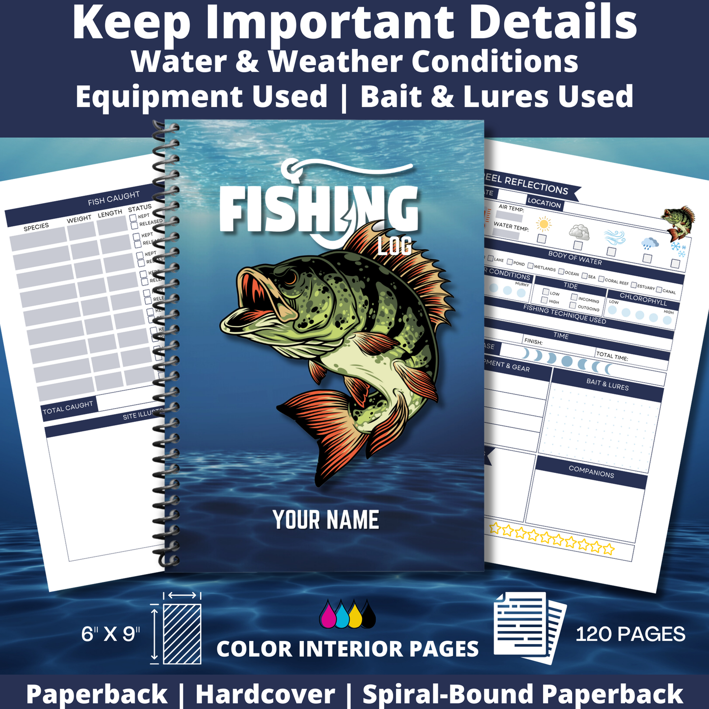 Fishing Log Angler’s log Boating  fish fishing log book  fly fishing book  fishing journal fisherman journal fisherman gift fishing gift saltwater fishing salt water fly fishing fishing book journal fishing journal log book logbook saltwater  salt water fly fishing book