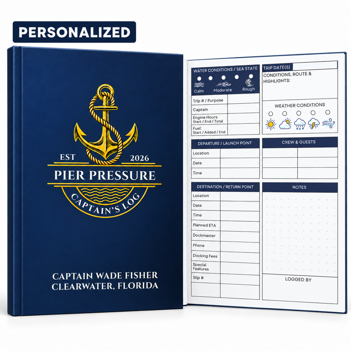 Personalized Boat Captain’s Logbook – Fancy Anchor