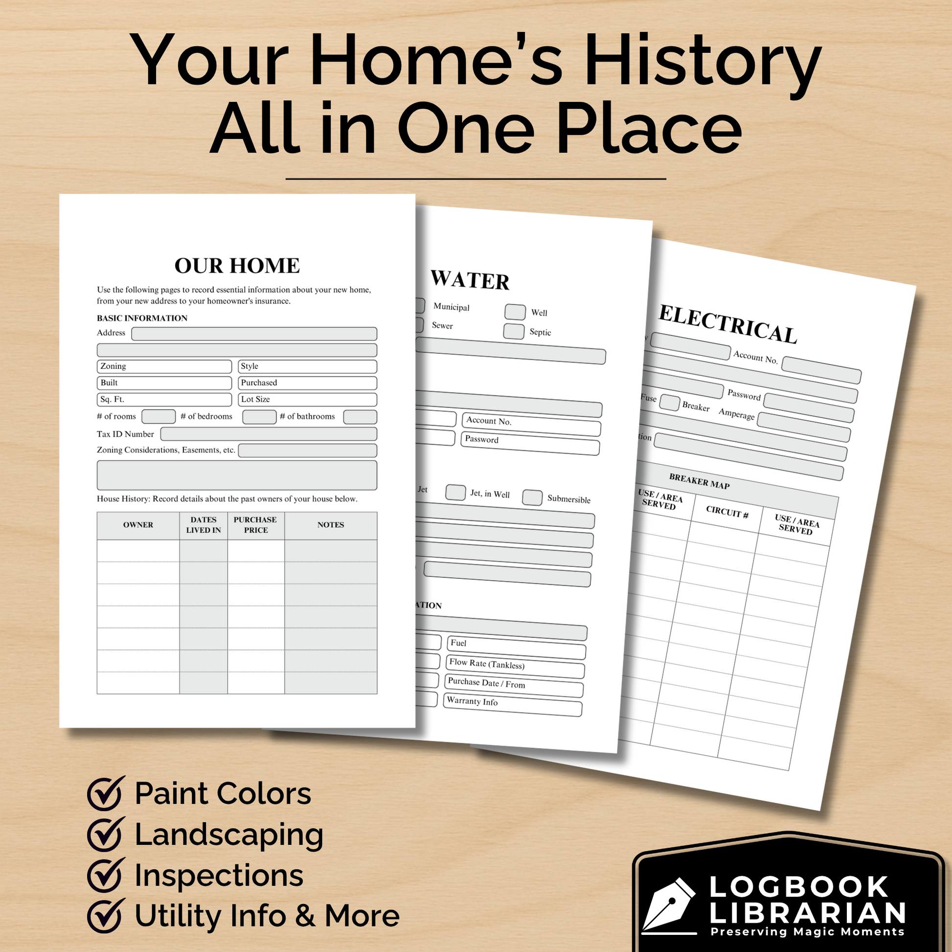 Home Maintenance Log, House Repair Tracker, Home Repair Journal, Maintenance Checklist, Homeowner Gift, House Project Log, Repair Organizer, New Home Gift, DIY Home Planner, Appliance Tracker, Property Maintenance, Real Estate Closing, First Time Homeowner, Home Binder Book, House History Record