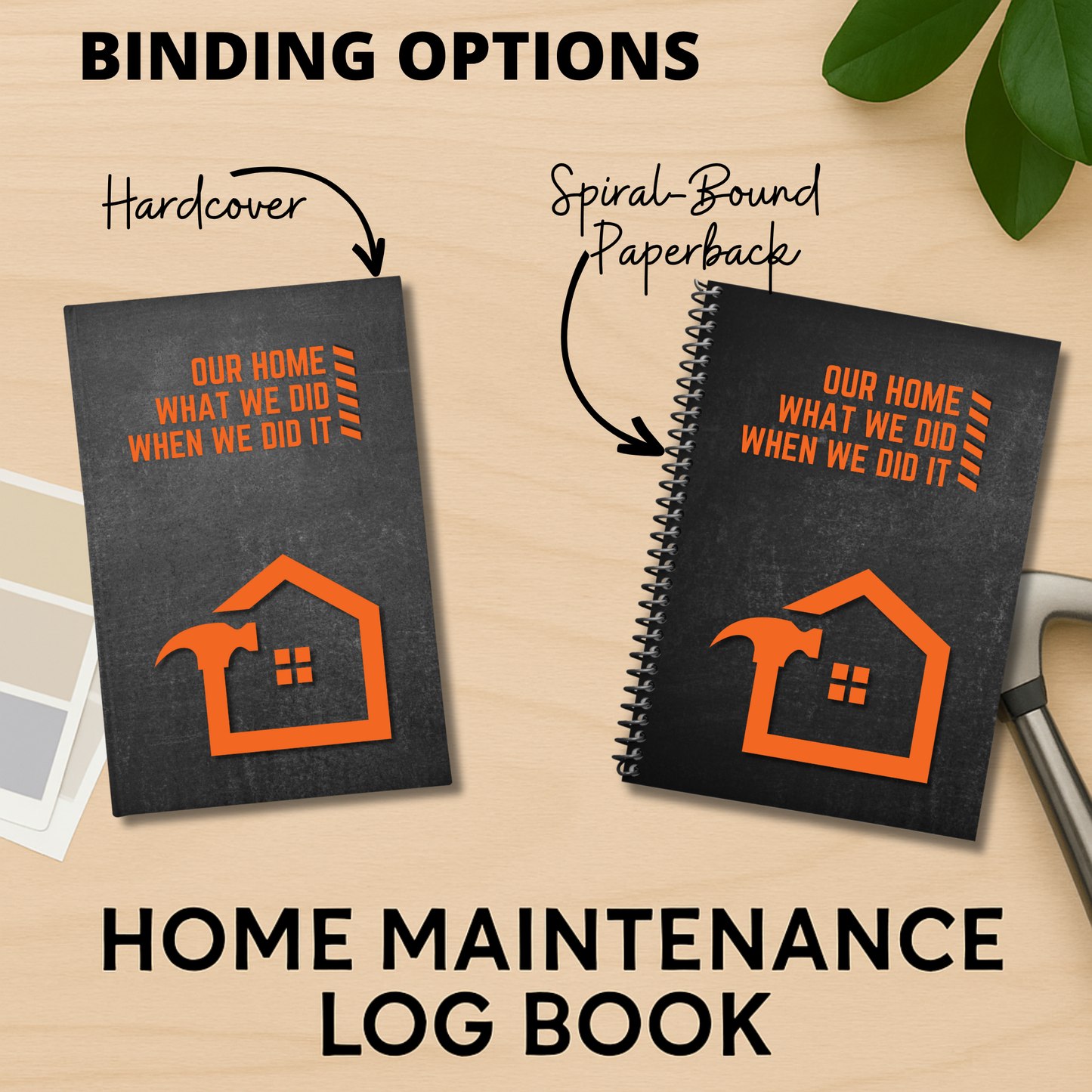 home maintenance log, home repair journal, home improvement tracker, house project planner, maintenance checklist, diy home planner, renovation planner, appliance log book, house repair tracker, track home repairs, new homeowner gift, housewarming book, real estate closing gift, spiral home log, house project log, custom home binder, home binder book, homeowner gift, new home gift, gift for homeowner, first time homeowner, household planner, appliance tracker, property maintenance, property repair tracker, 