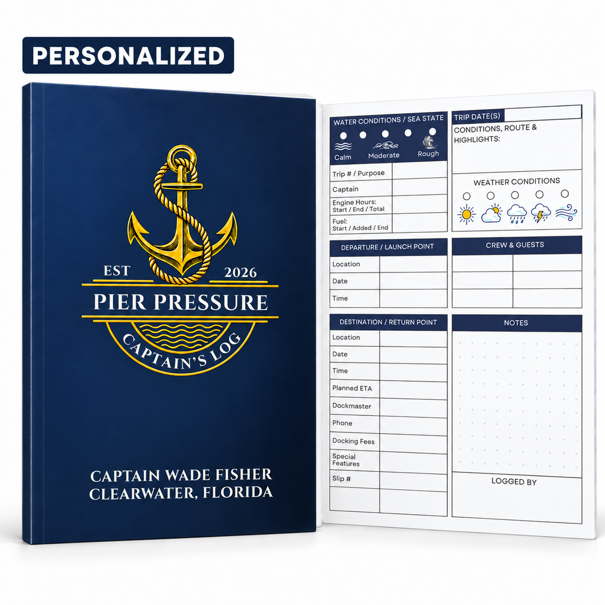 Personalized Boat Captain’s Logbook – Fancy Anchor