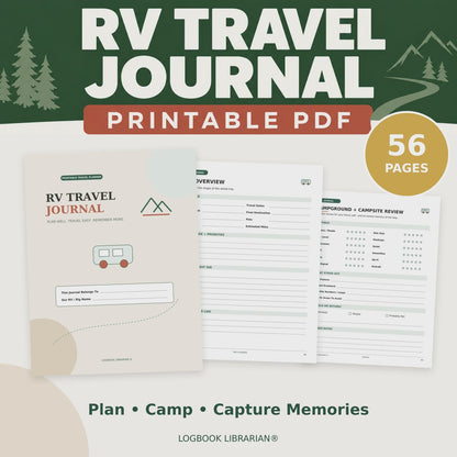 RV Travel Journal Printable — 56-Page Road Trip Planner