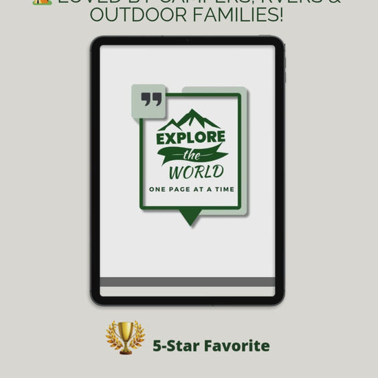 Printable camping journal PDF with campsite tracker, RV logbook, travel journal, meal planner, camping gear checklist, packing list, and expense tracker. Instant download for RV owners, tent campers, and full-time travelers. Digital logbook for documenting campground stays, outdoor adventures, and road trip memories. Includes multiple cover designs, reusable format, and print-at-home pages. Great camper gift or trip planner.

