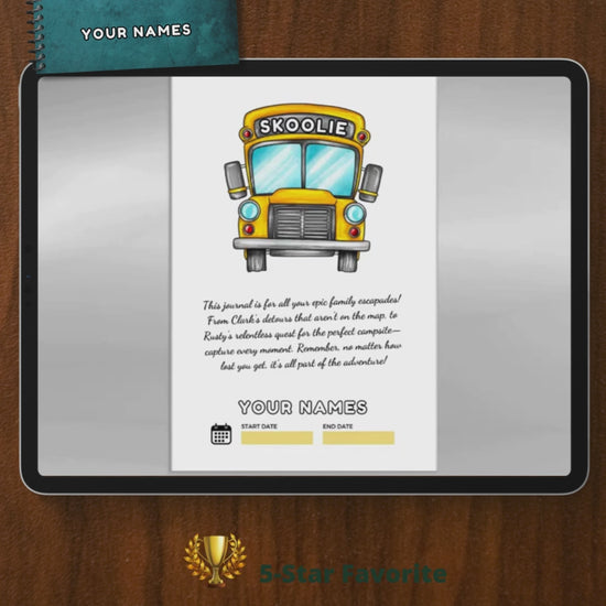 Skoolie Journal and travel logbook for bus conversion owners and skoolie enthusiasts. This adventure diary includes 120 guided pages for trip planning, packing lists, expense tracking, meal planning, and memory pages to capture road trip experiences. Perfect gift for bus life travelers, van life fans, and tiny home nomads. Record your skoolie journeys, keep organized, and create a lasting keepsake of life on the road.