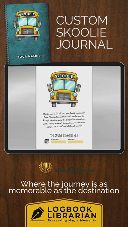 Skoolie Journal and travel logbook for bus conversion owners and skoolie enthusiasts. This adventure diary includes 120 guided pages for trip planning, packing lists, expense tracking, meal planning, and memory pages to capture road trip experiences. Perfect gift for bus life travelers, van life fans, and tiny home nomads. Record your skoolie journeys, keep organized, and create a lasting keepsake of life on the road.