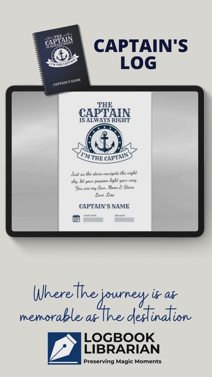 Captains Log, Boat Logbook, Nautical Diary, Boating Journal, Marine Log, Sailors Log, Yacht Logbook, Personalized Log, Boat Captain Gift, Sea Captain Log, Custom Logbook, Maritime Journal, Nautical Gift