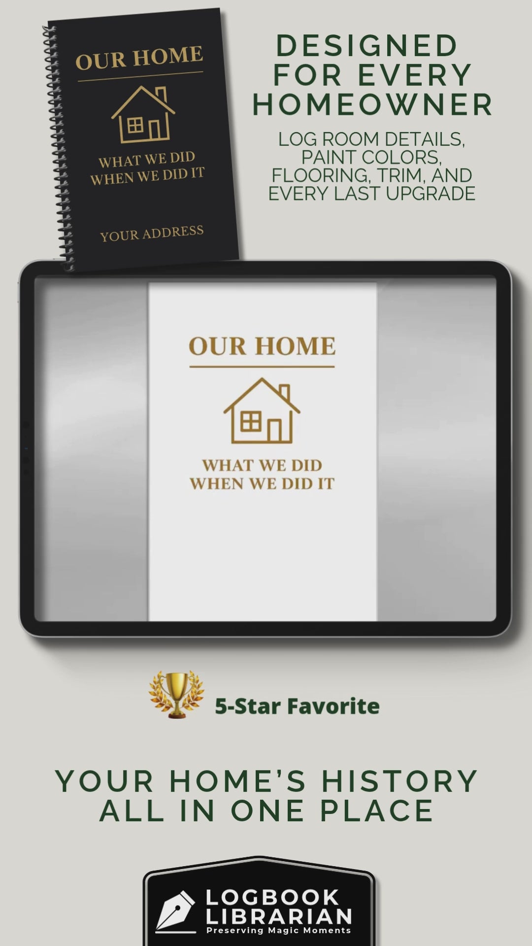 home maintenance log, home repair journal, home improvement tracker, house project planner, maintenance checklist, diy home planner, renovation planner, appliance log book, house repair tracker, track home repairs, new homeowner gift, housewarming book, real estate closing gift, spiral home log, house project log, custom home binder, home binder book, homeowner gift, new home gift, gift for homeowner, first time homeowner, household planner, appliance tracker, property maintenance, property repair tracker, 