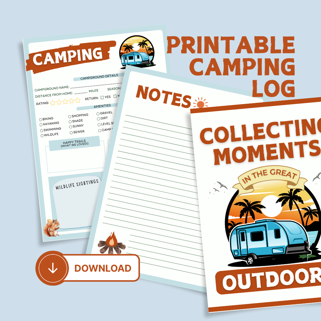 camp log
camp diary 
camp journal
printable camping
digital download
camping journal
camping log
camping logbook
rv journal
rv logbook