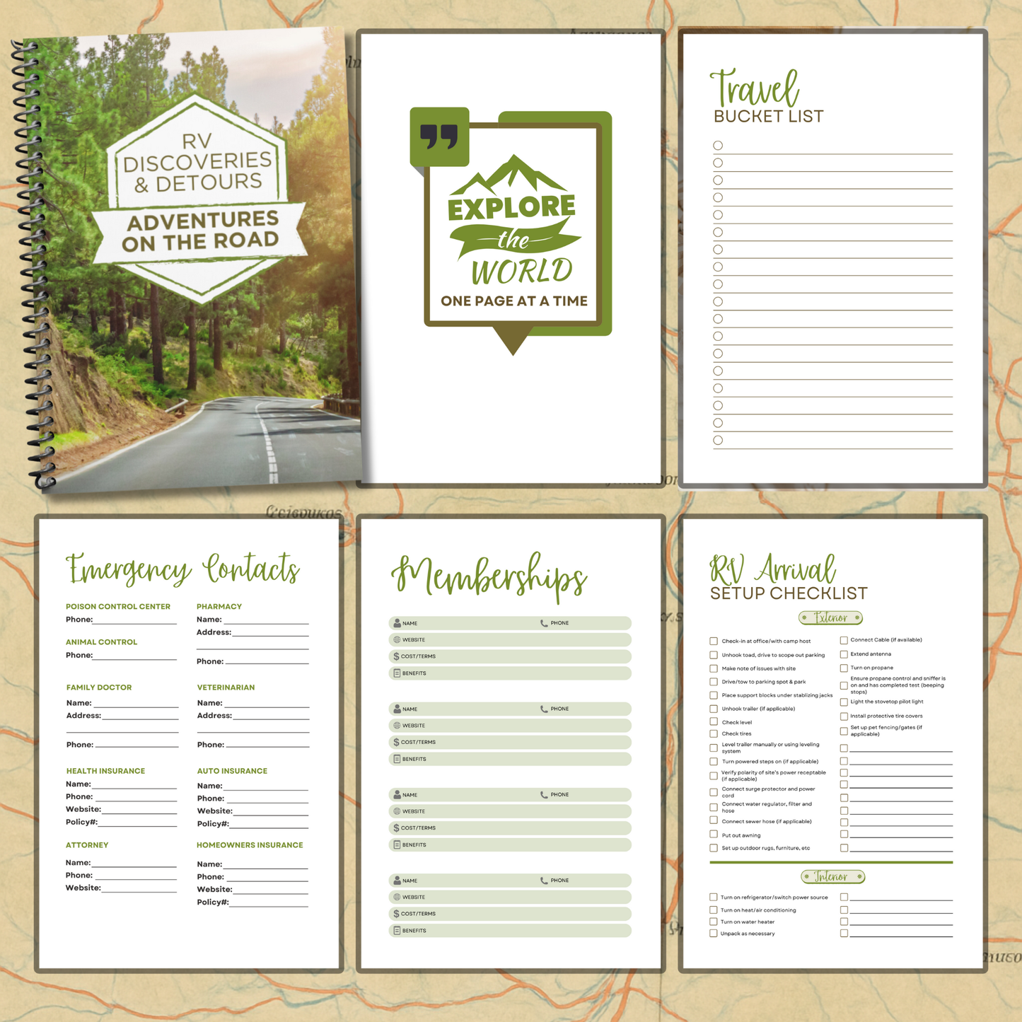 RV travel journal and camping logbook to track road trips, campsites, and memories. This RV life trip planner and adventure log makes a thoughtful gift for couples, retirees, and campers. A unique travel memory book and camping gift idea for RV enthusiasts.