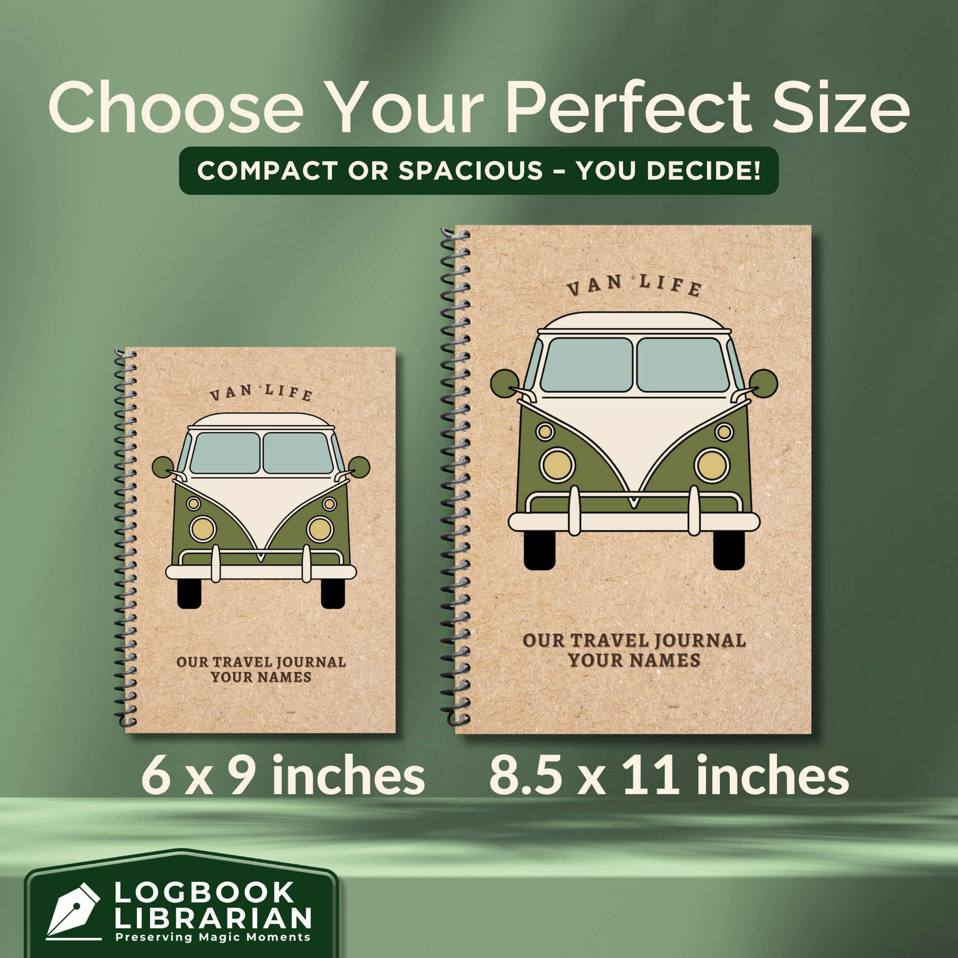 Personalized Van Life RV travel journal and custom camping logbook to track road trips, campsites, and memories. This RV life trip planner and adventure log makes a thoughtful gift for couples, retirees, and campers. A unique travel memory book and camping gift idea for Vanlife RV enthusiasts.