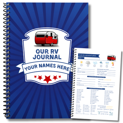 RV Travel Journal – Personalized Road Trip Log Book for RVers, Campers & Motorhome Owners with Checklists, Packing Lists, Campsite Tracker