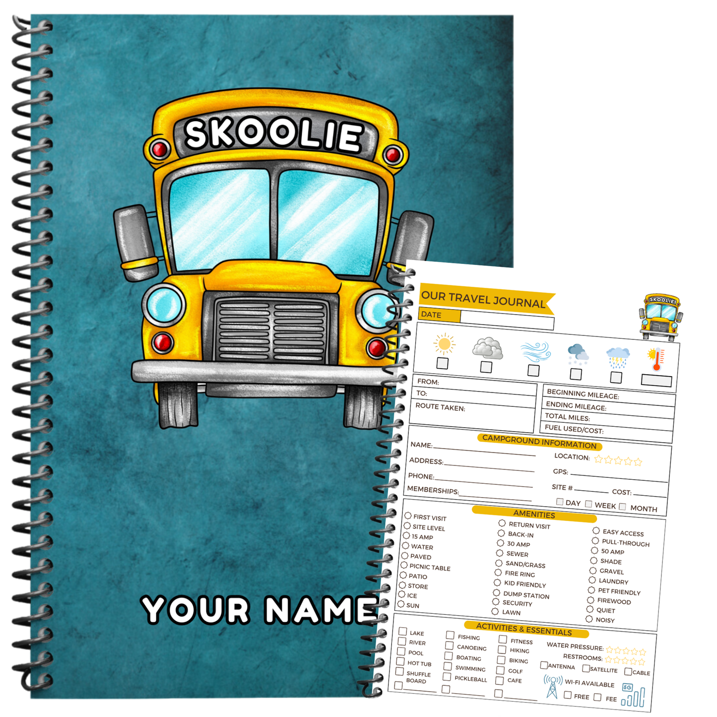 Skoolie Journal Travel Logbook | Bus Conversion Trip Planner, Memory Book, Packing List | Skoolie Life Adventure Diary